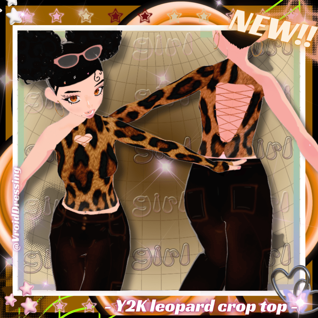 3D Vroid Y2K leopard crop top