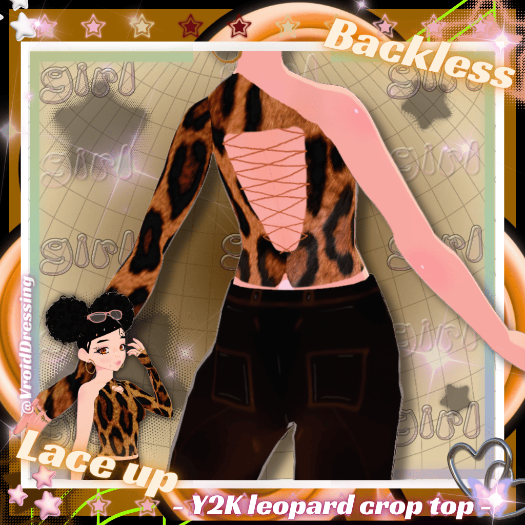3D Vroid Y2K leopard crop top