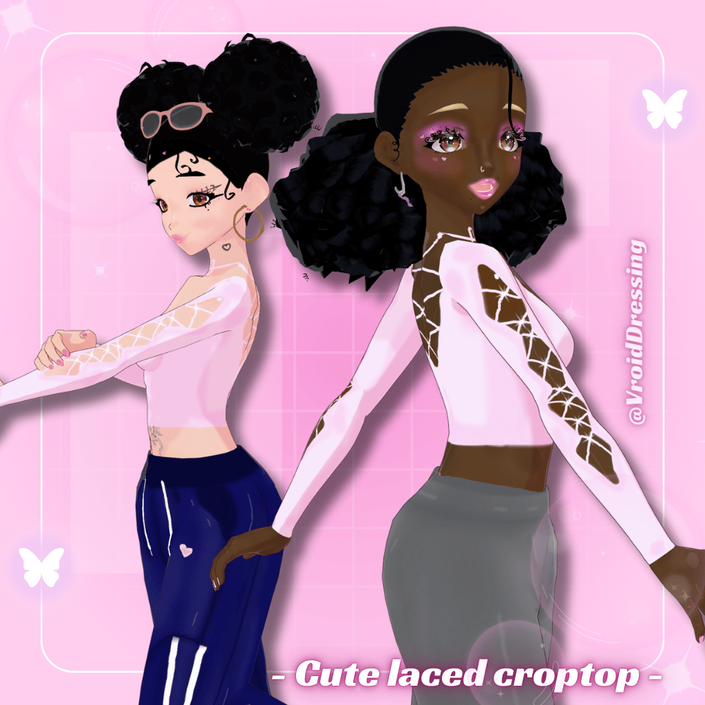 3D Y2K Cute Vroid lace up croptop