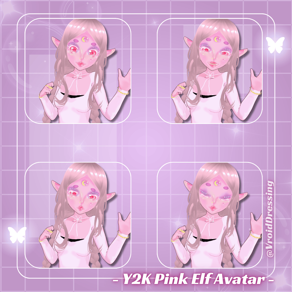 3D VRM Vroid Y2K VRM Pink Elf Avatar