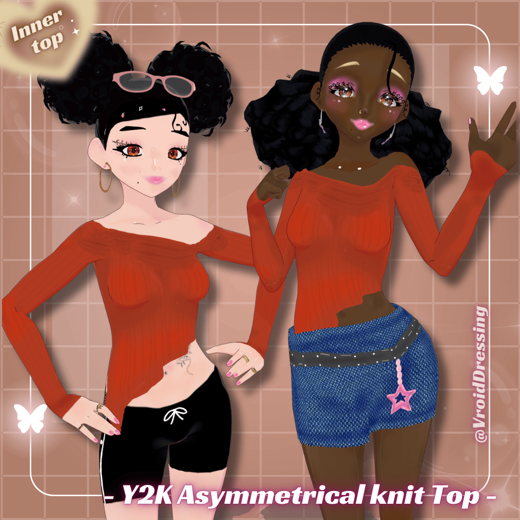 FREE 3D VRoid Y2K Off-Shoulder Knit Top  