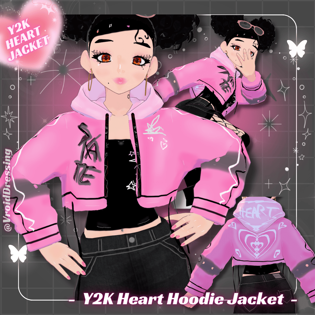 3D VRoid Y2K Heart Hoodie Jacket