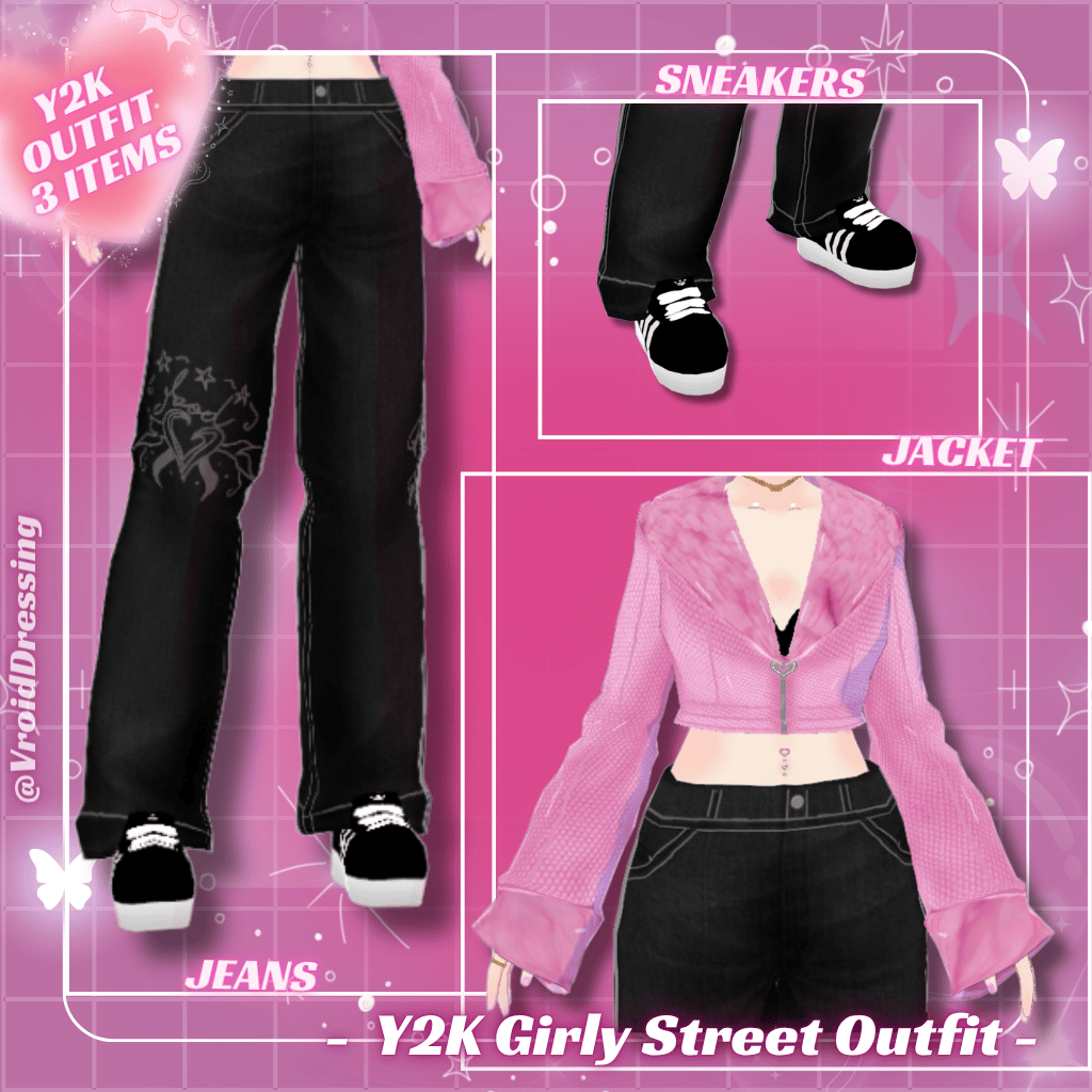3D VRoid Y2K Girly Street Outfit (3 items)