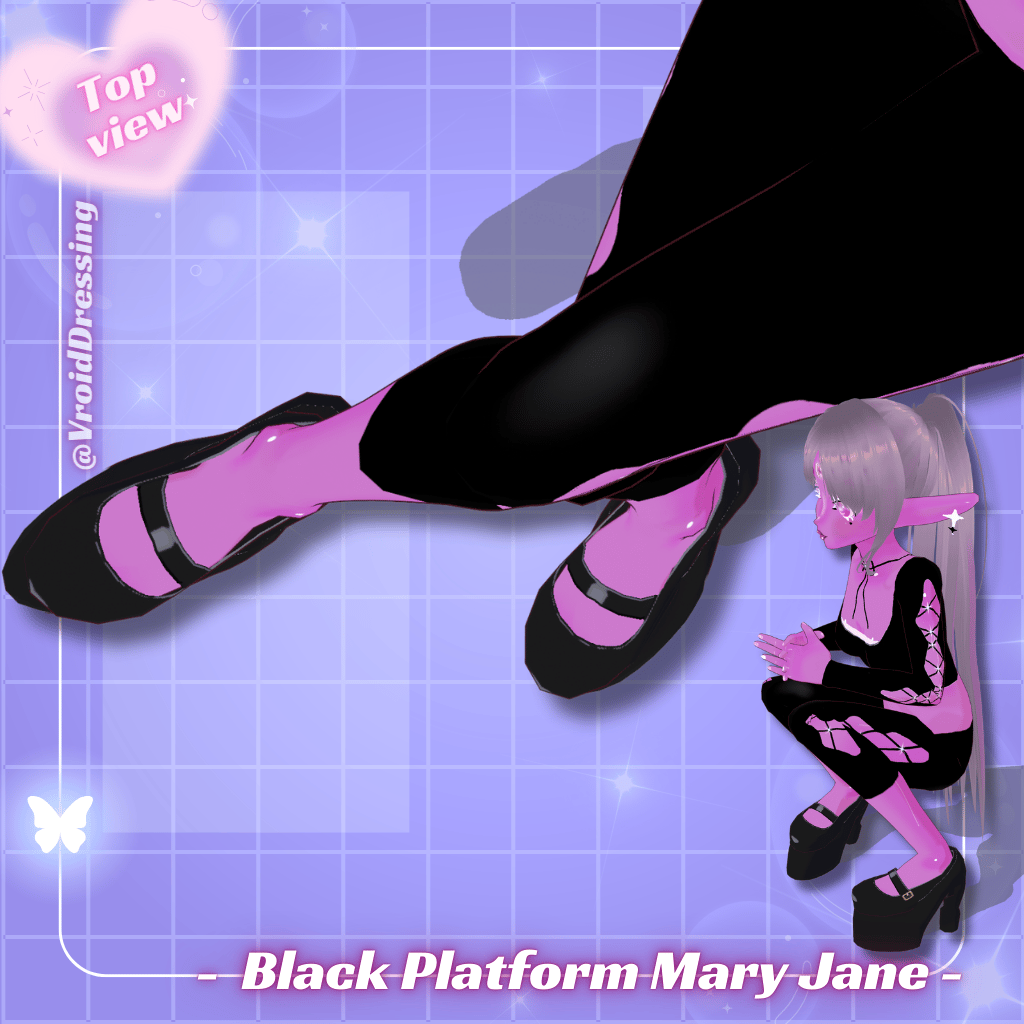 3D VRoid Y2K Black Platform Mary Jane Heels