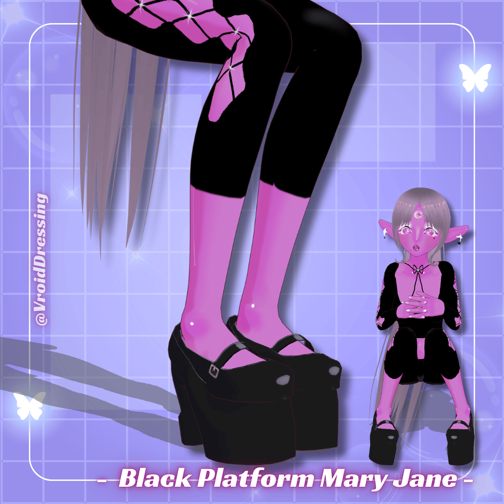 3D VRoid Y2K Black Platform Mary Jane Heels