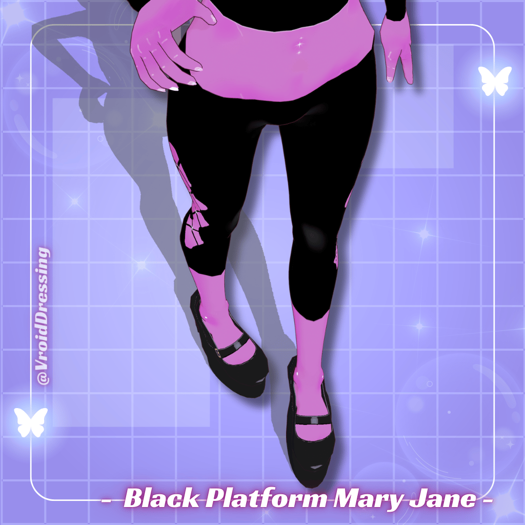 3D VRoid Y2K Black Platform Mary Jane Heels