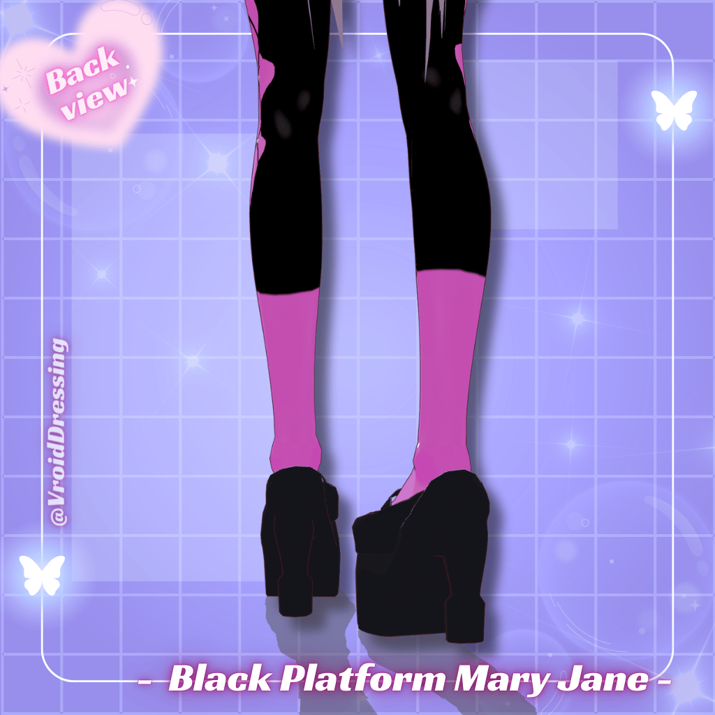 3D VRoid Y2K Black Platform Mary Jane Heels