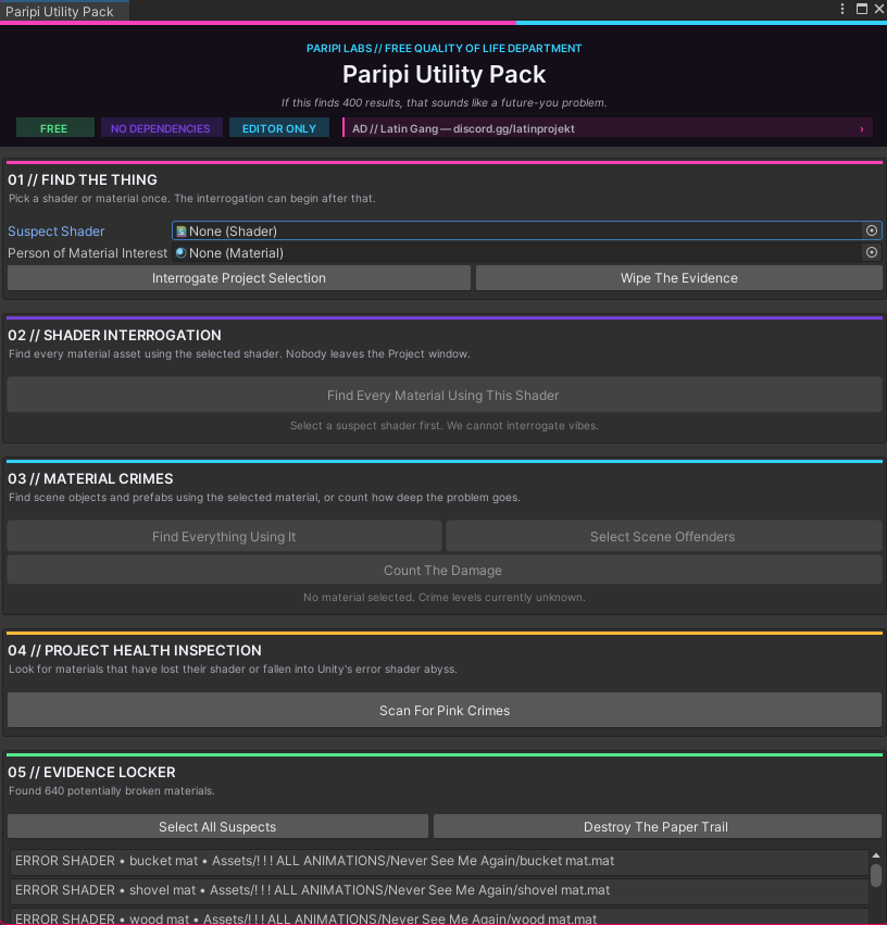 Paripi Utility Hub | Free Unity QoL Tools