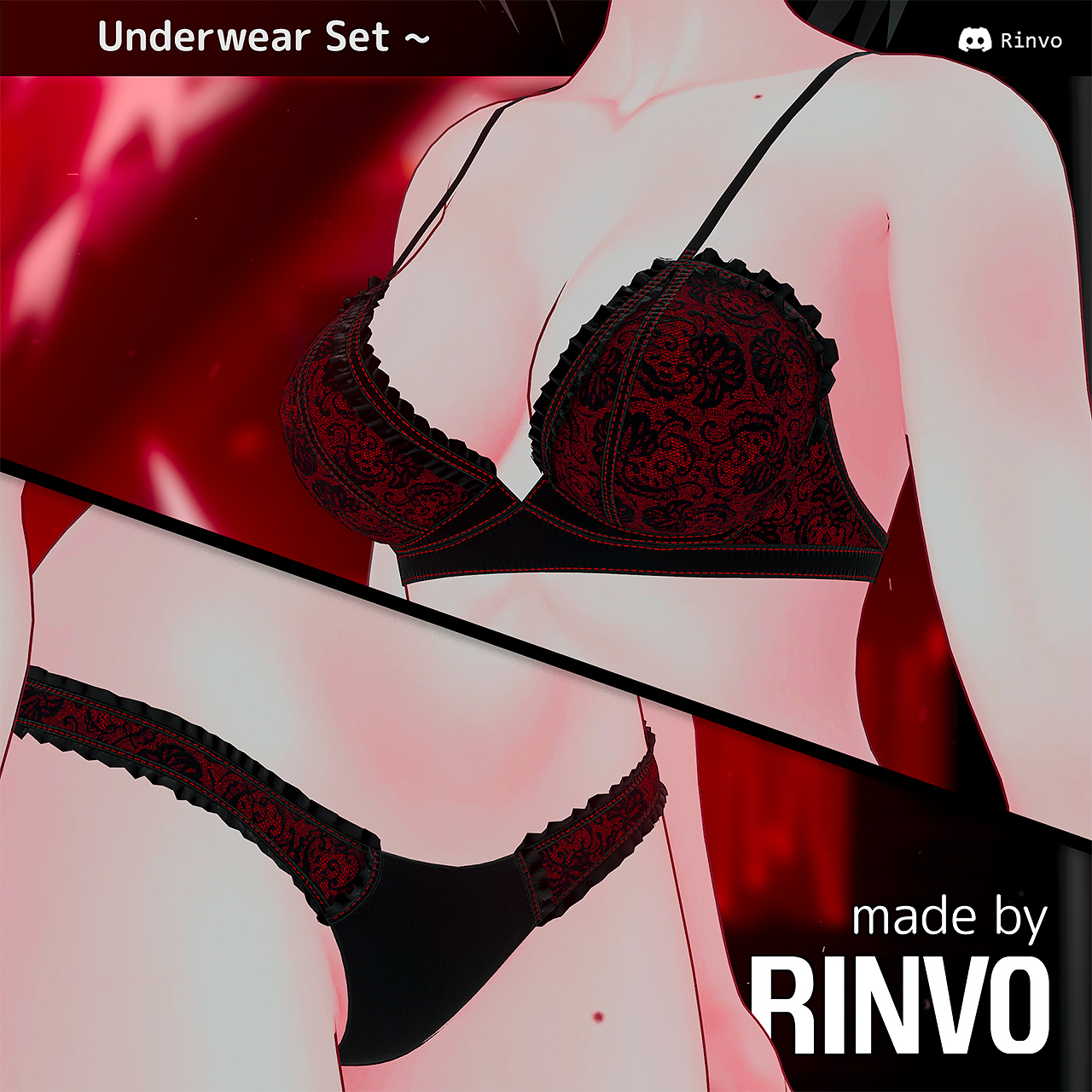 Underwear Set / Lingerie / Panties / Bra (Rigged for GodMagician, VRBase EGirl, VRBase Anime, ZinFit, Celestia)