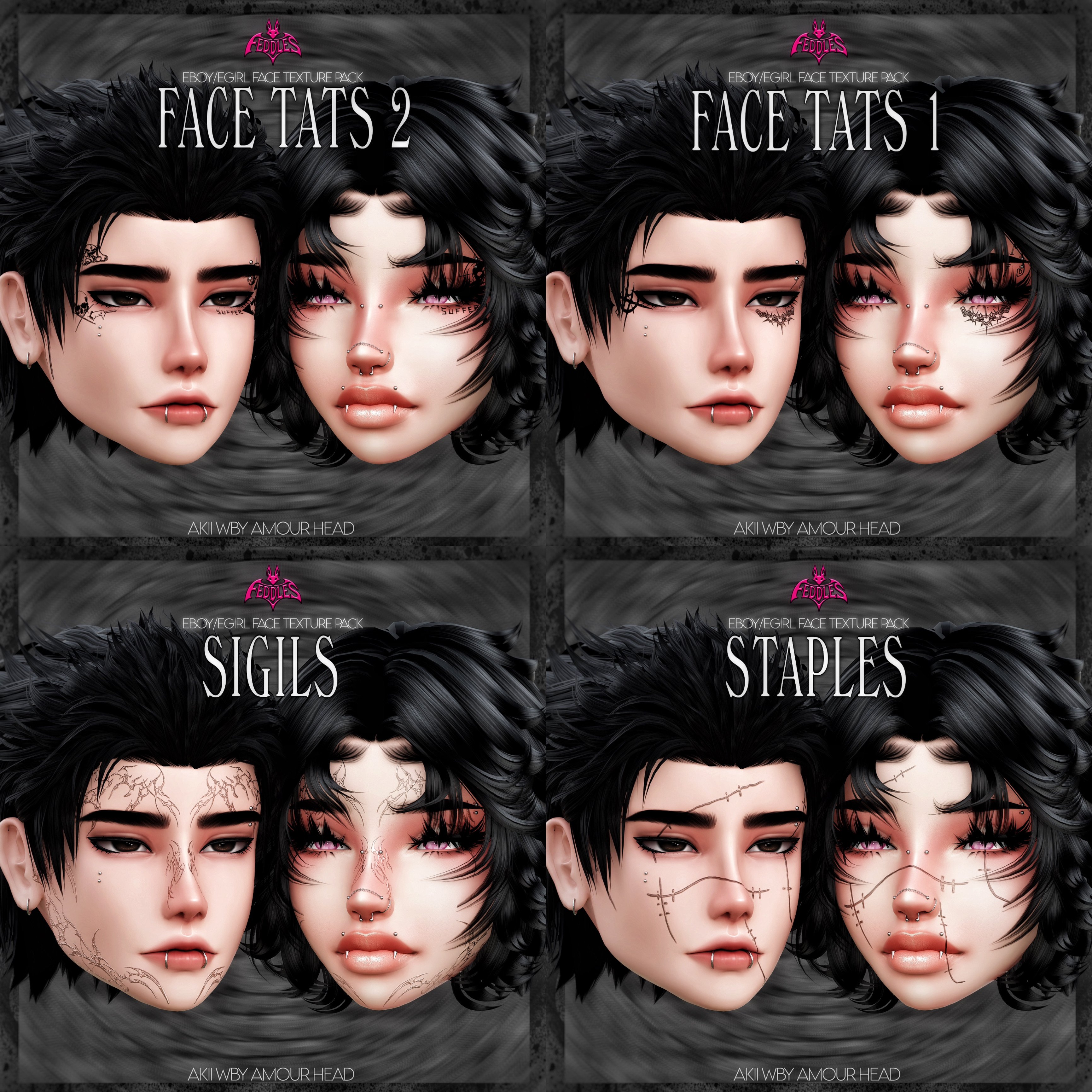 EBOY/EGIRL FACE TEXTURE PACK V2 I AKII, WBY & AMOUR HEAD