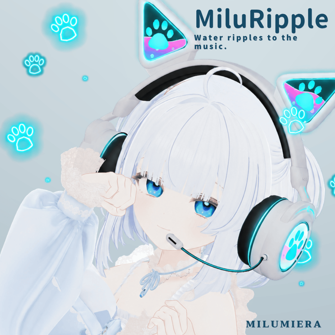 MiluRipple – Cat Ear Headphones with Water That Ripples to Music | AudioLink VRChat Accessory (5 Colors)