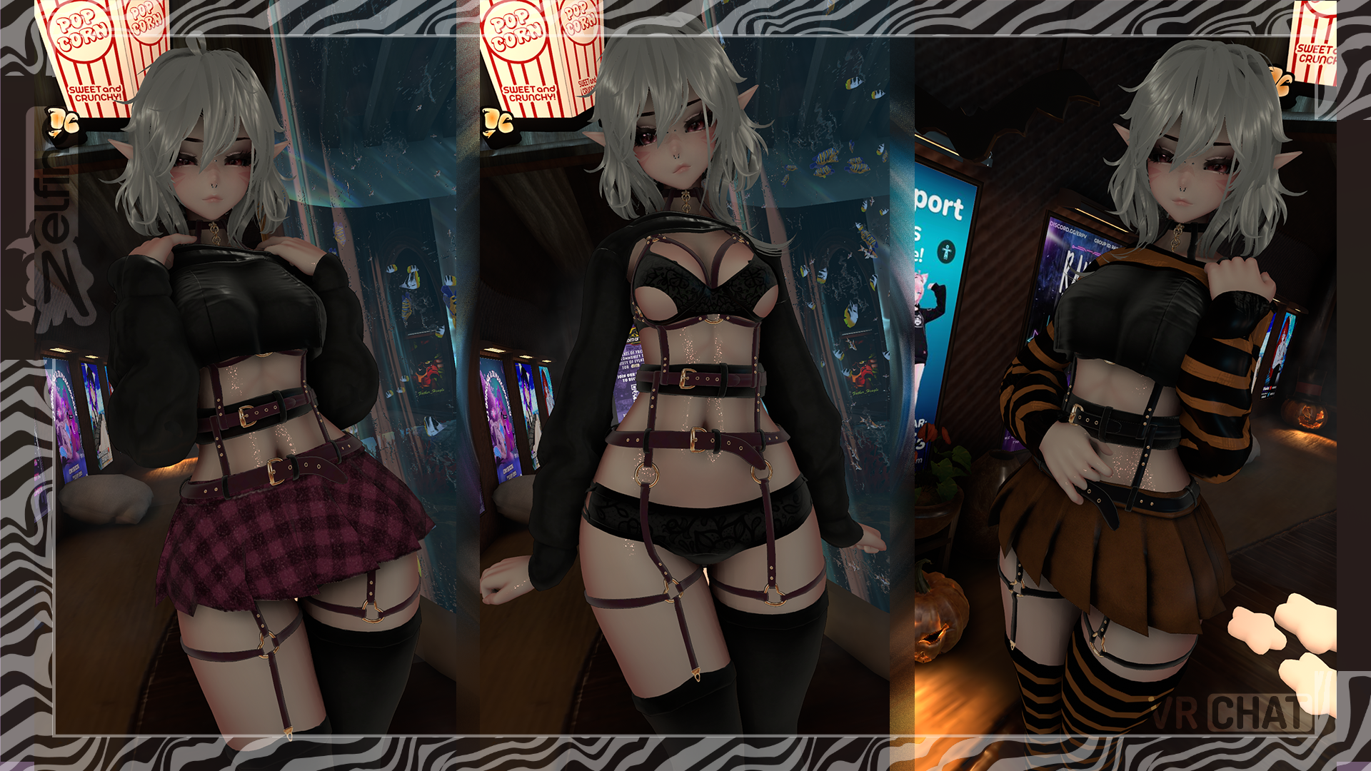 Comfy Goth Outfit (Halloween textures) (Rigged for ZinFit, VRBase EGirl, GodMagician, Saki)