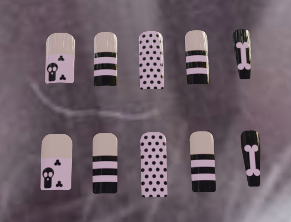 Y2K Pink Skull Nails 