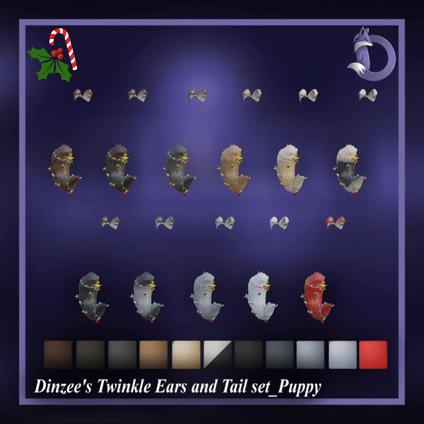 Dinzee's Twinkle Ears and Tail set - Puppy - Christmas 2025