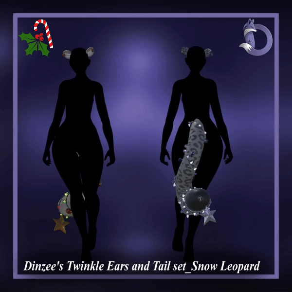 Dinzee's Twinkle Ears and Tail set - Snow Leopard- Christmas 2025