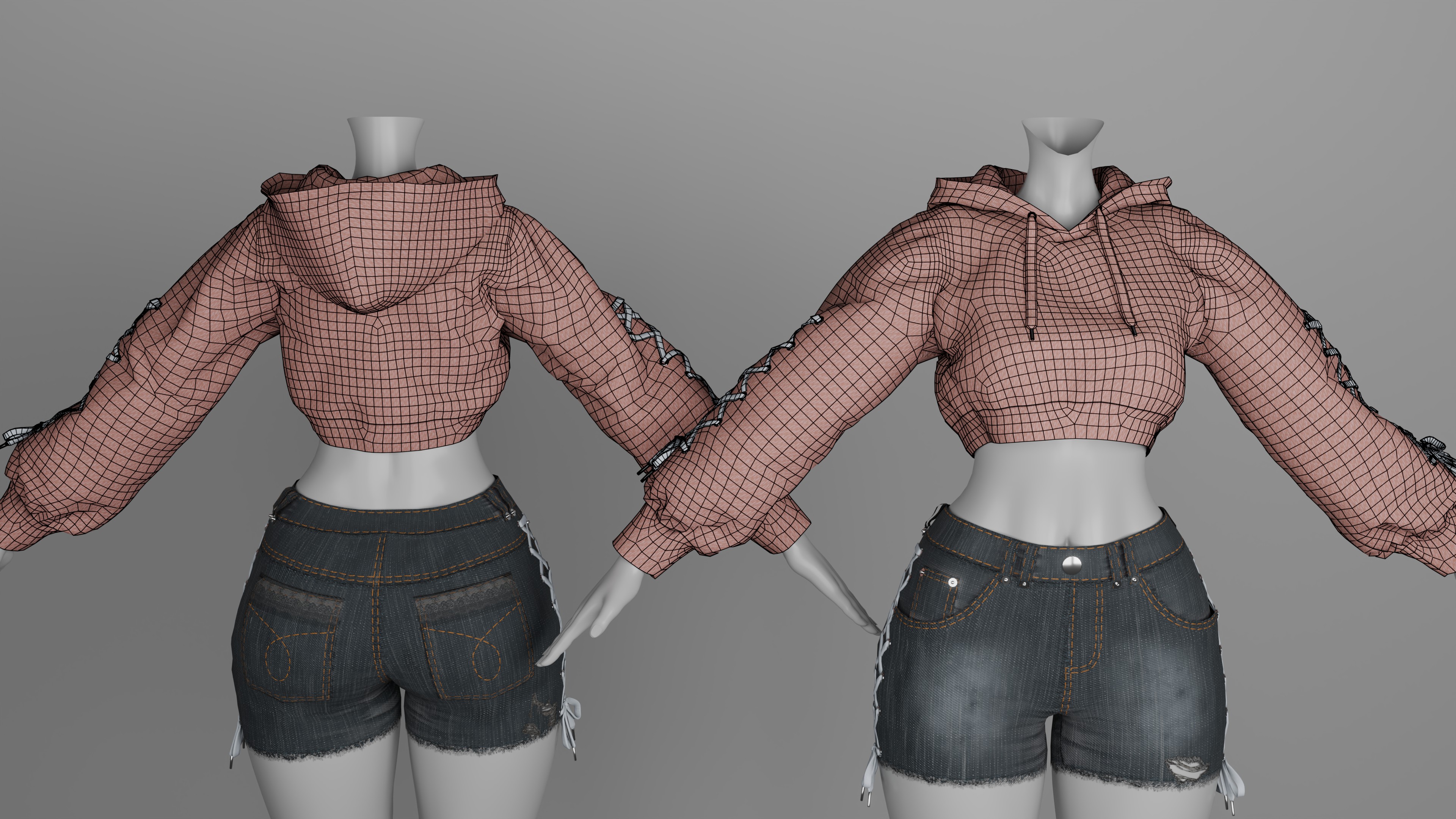 Lace Hoody for Zinpia E-Girl - VRChat Asset