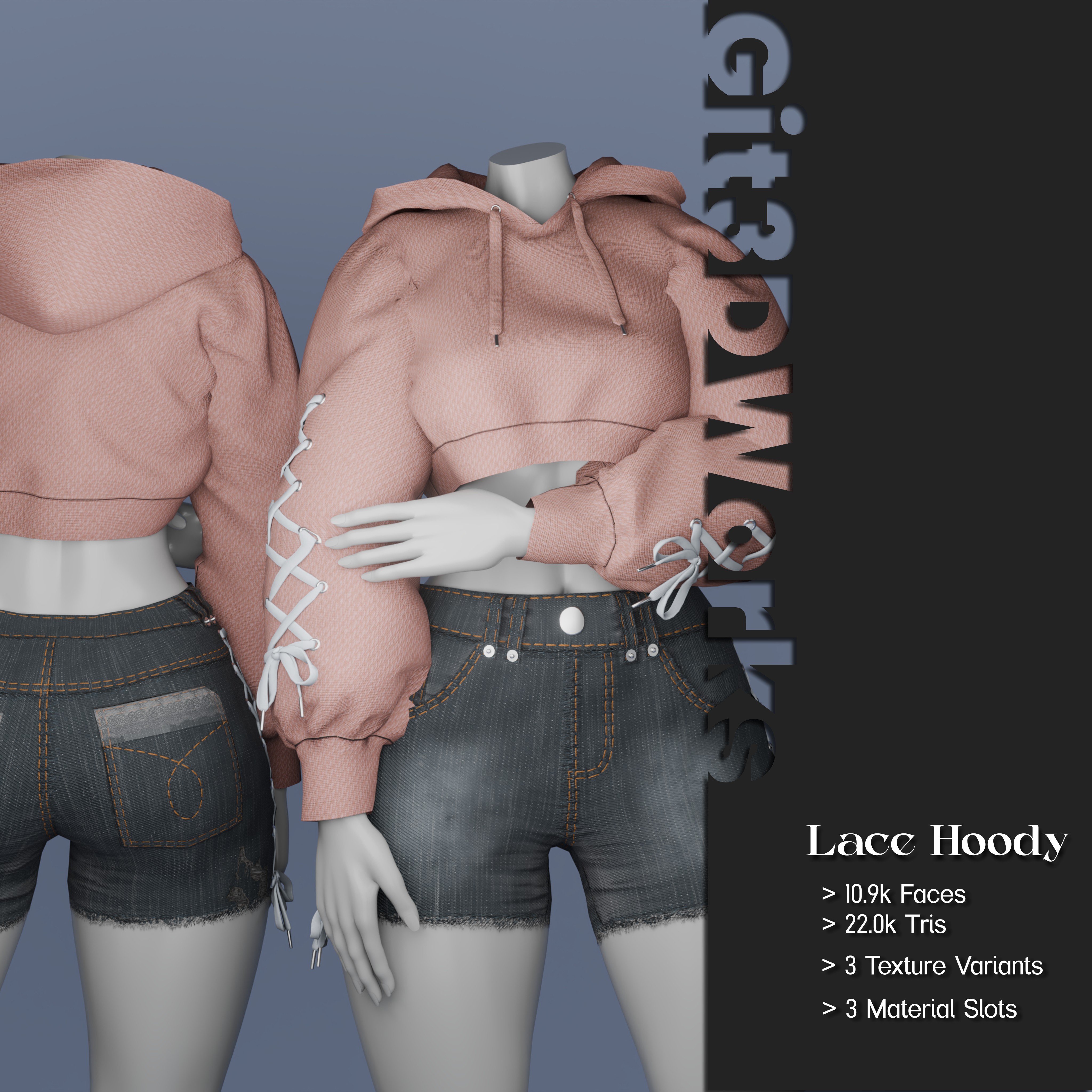 Lace Hoody for Zinpia E-Girl - VRChat Asset