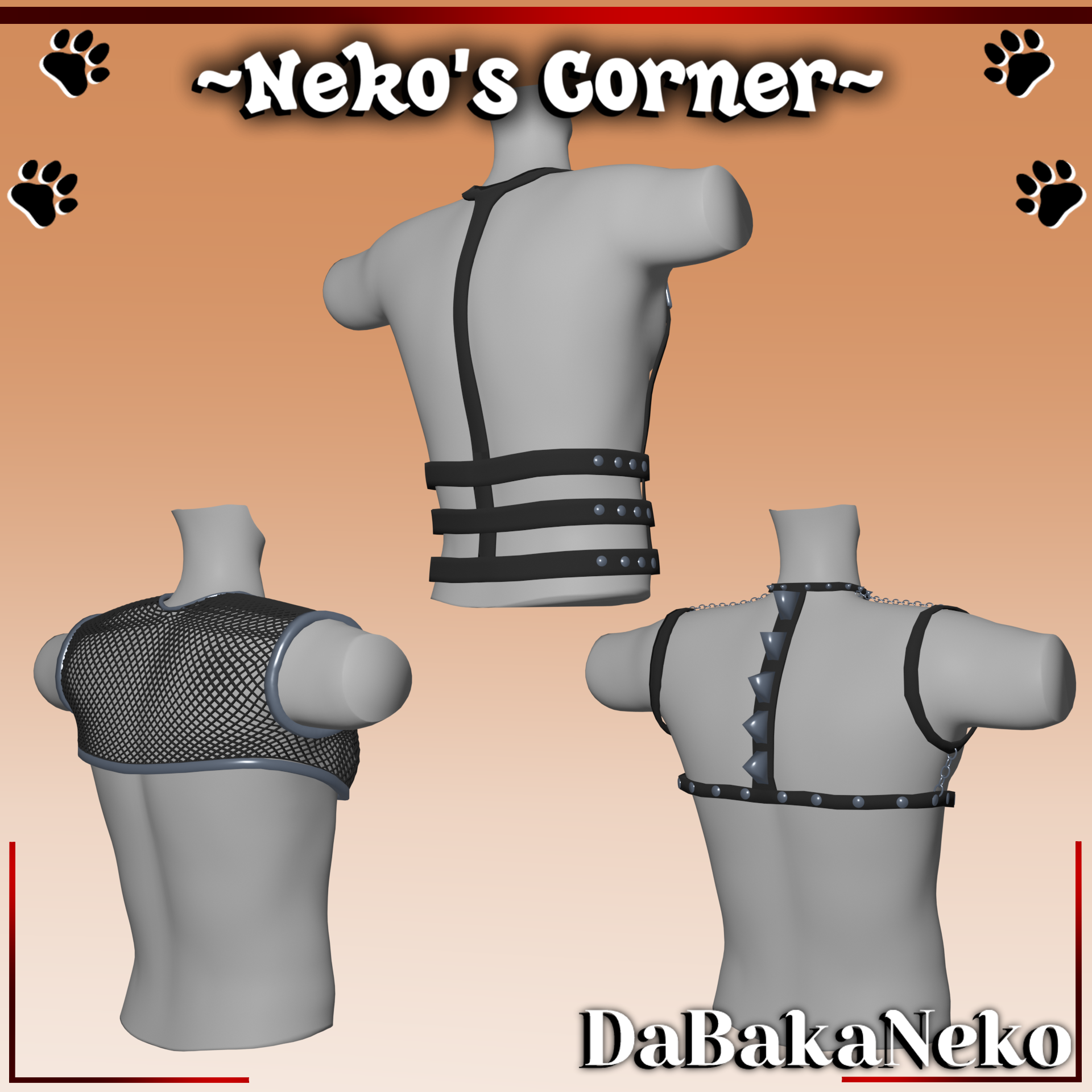 3 Piece Male Harnesses | By Aya