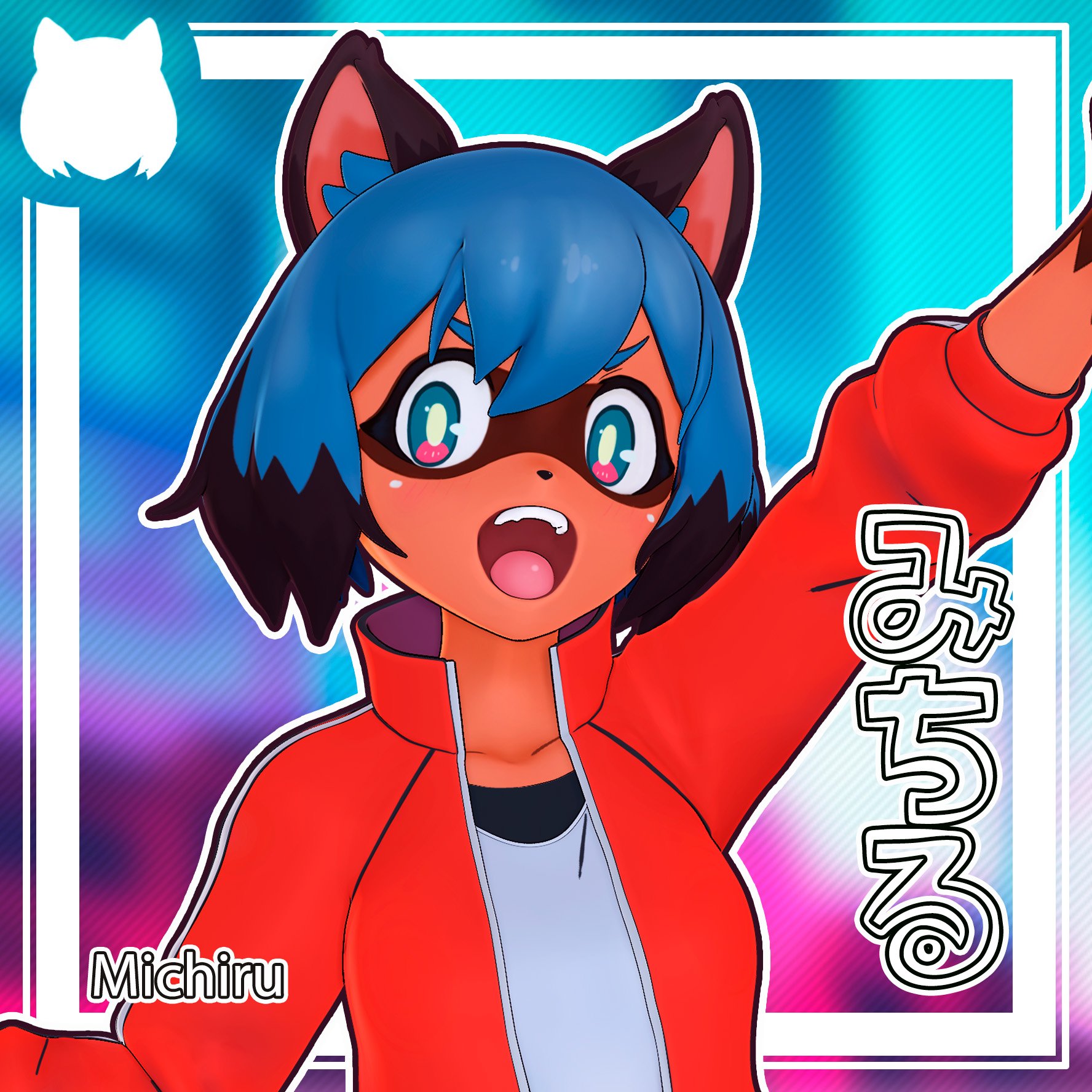 Tanuki girl 3D model set (VRC, Blend)