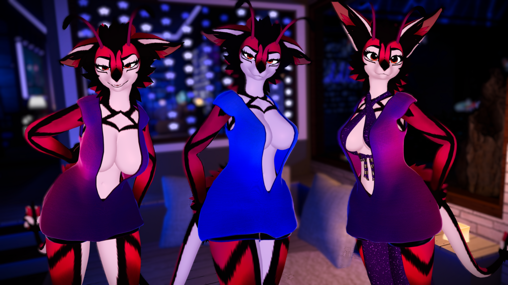 Deep V-neck shirt and Booty shorts combo (VRCFury Drag-and-Drop ready)