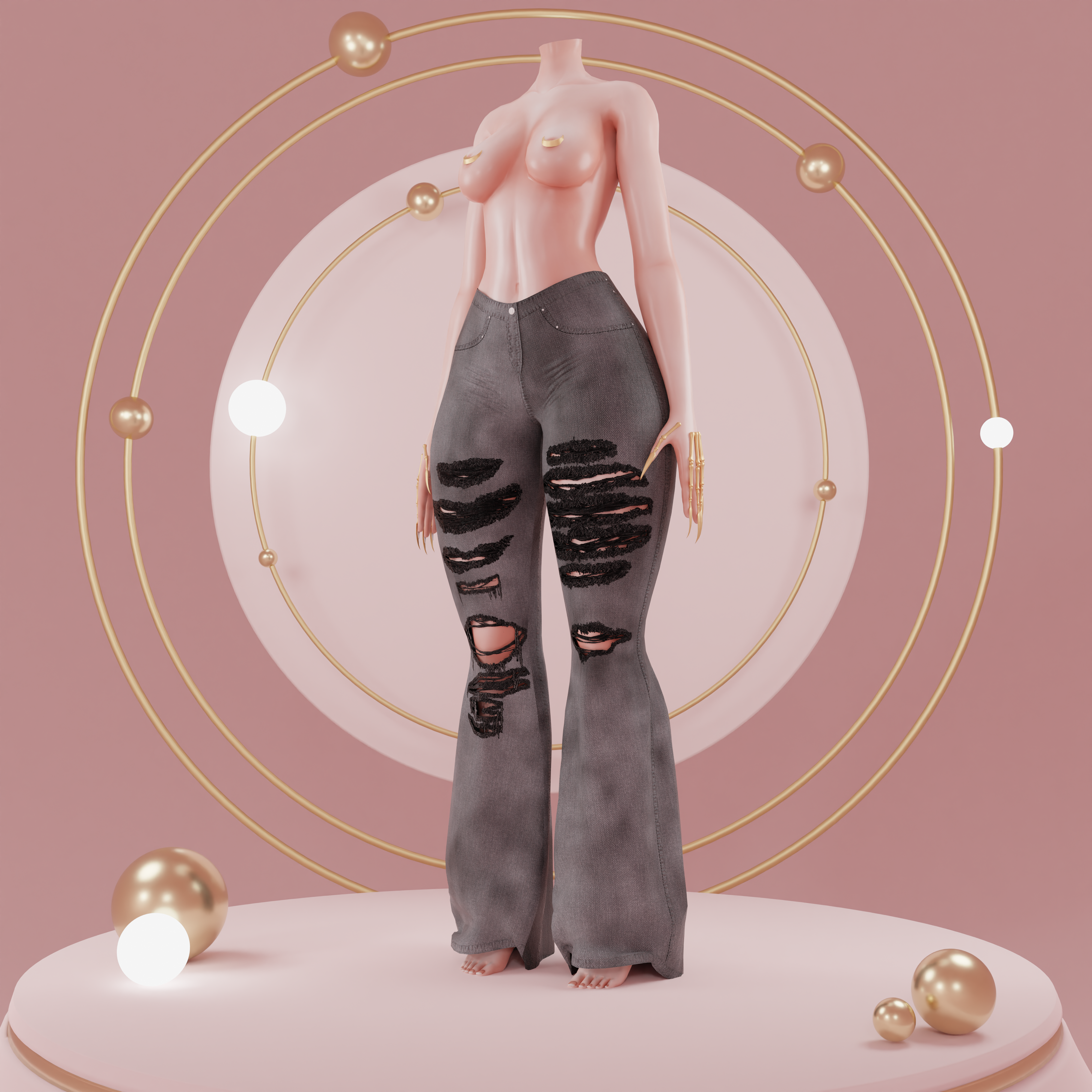 Ripped flared jeans
