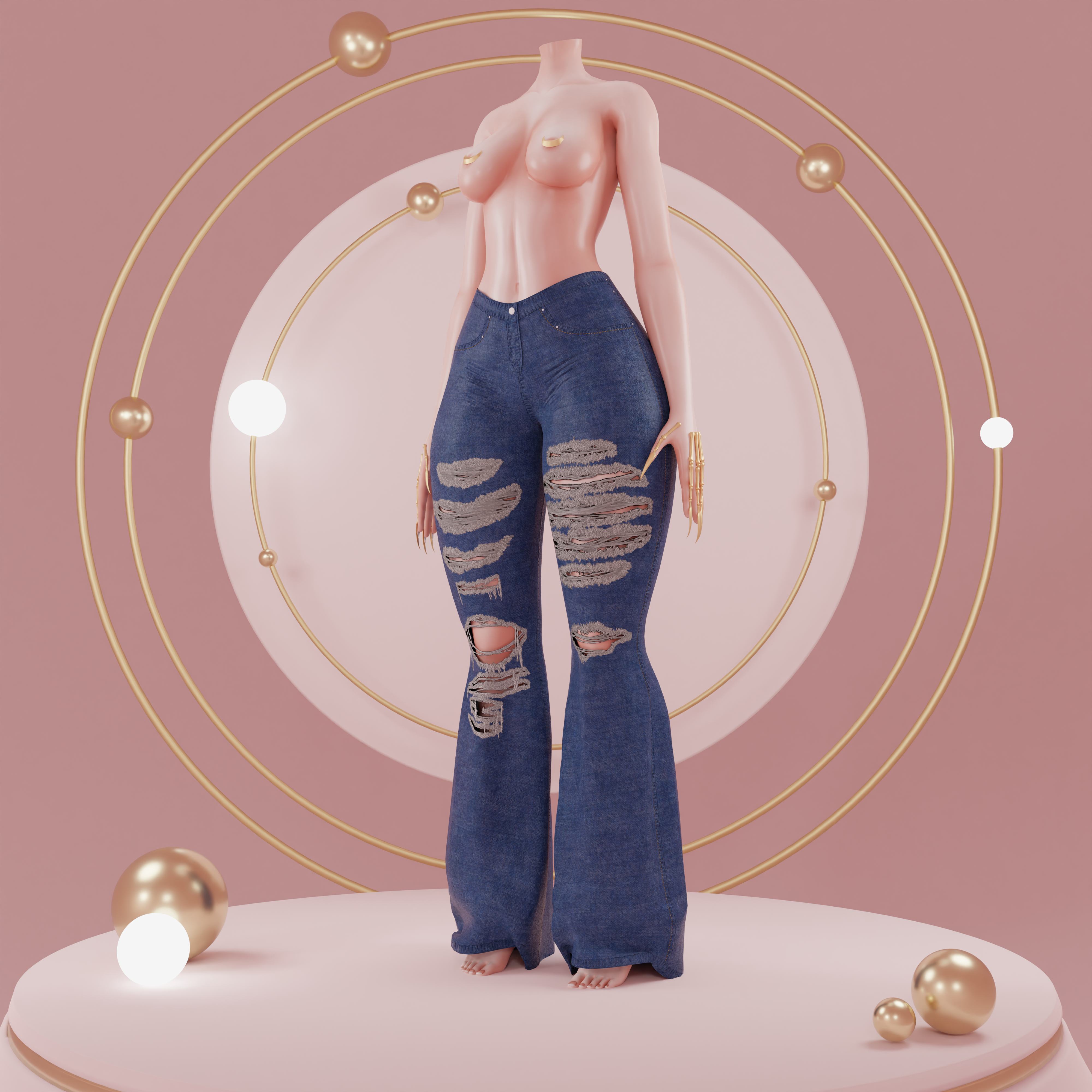 Ripped flared jeans