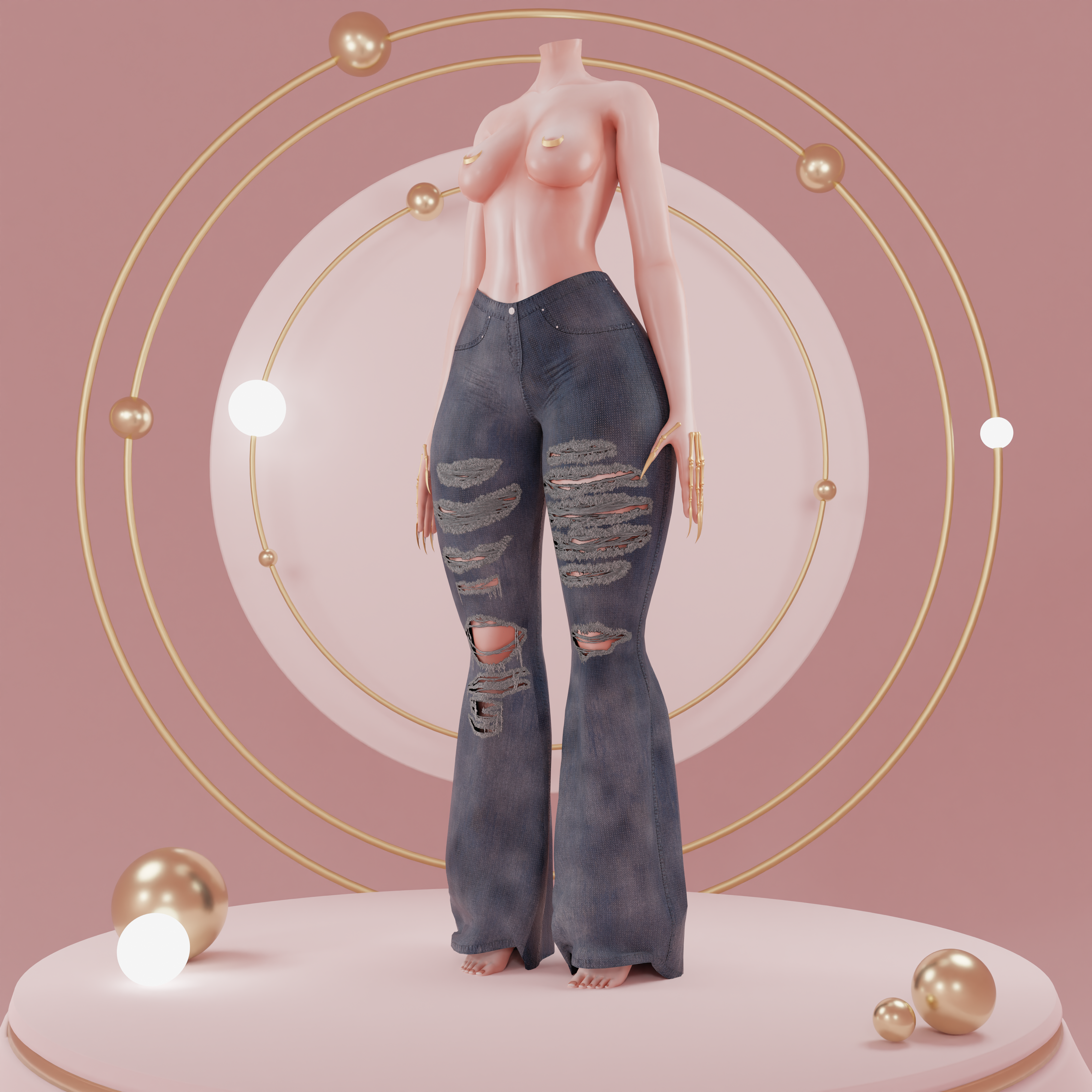 Ripped flared jeans
