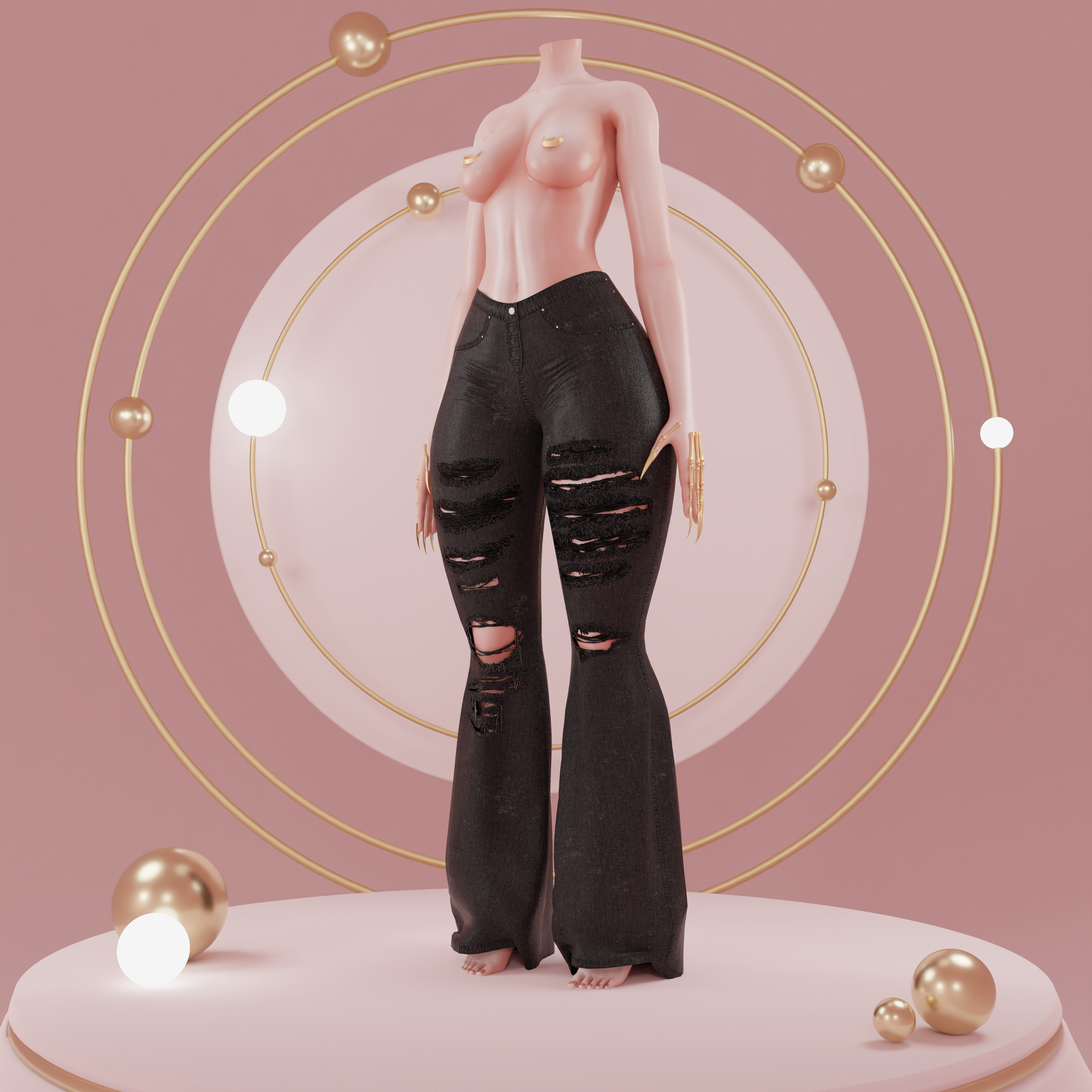 Ripped flared jeans