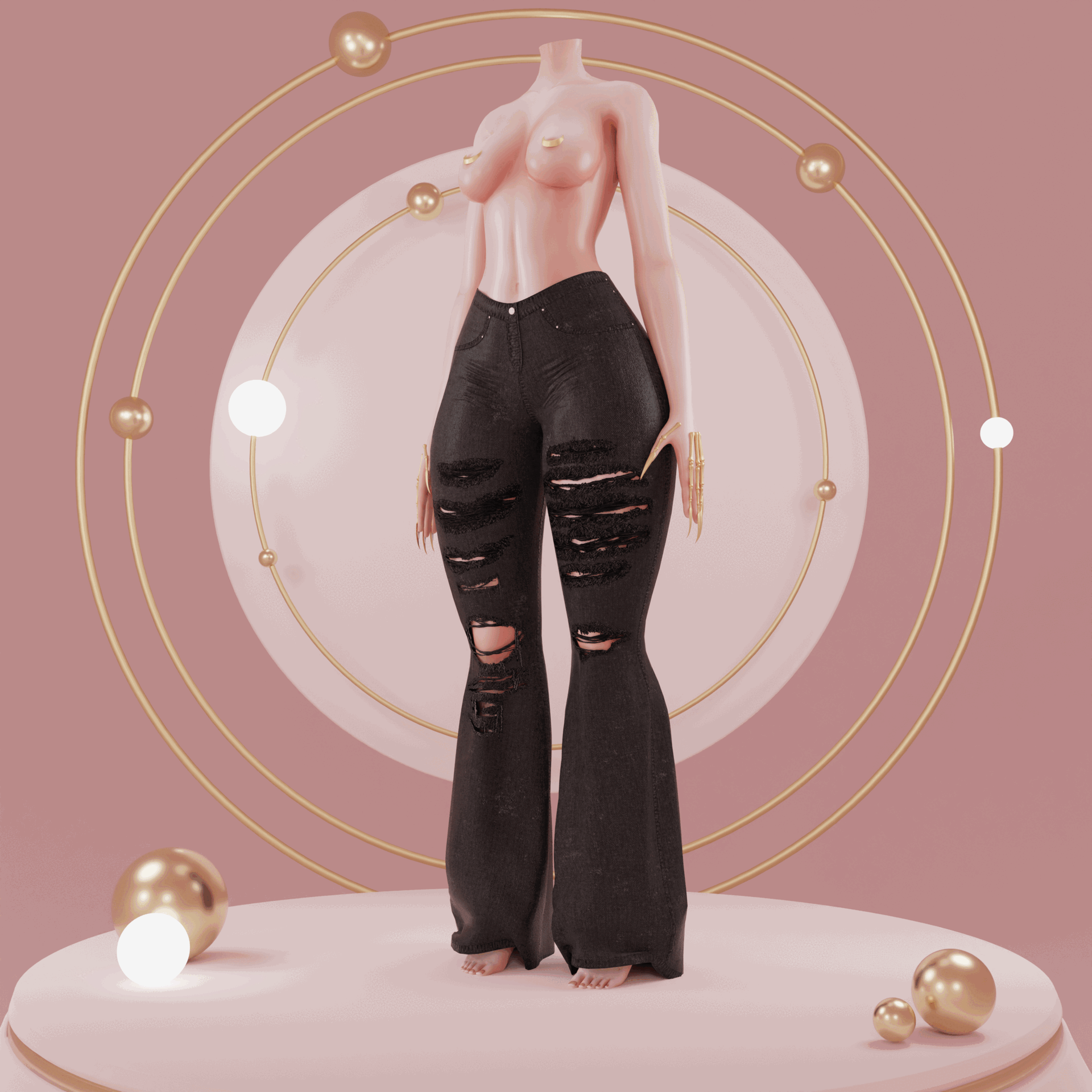 Ripped flared jeans