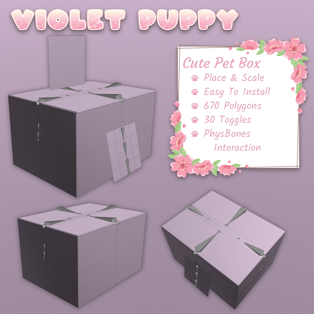Cute Pet Box | World Constraint & PhysBones Interaction! | Easy To Install + Tutorial | Already Setup! | WD On & Off