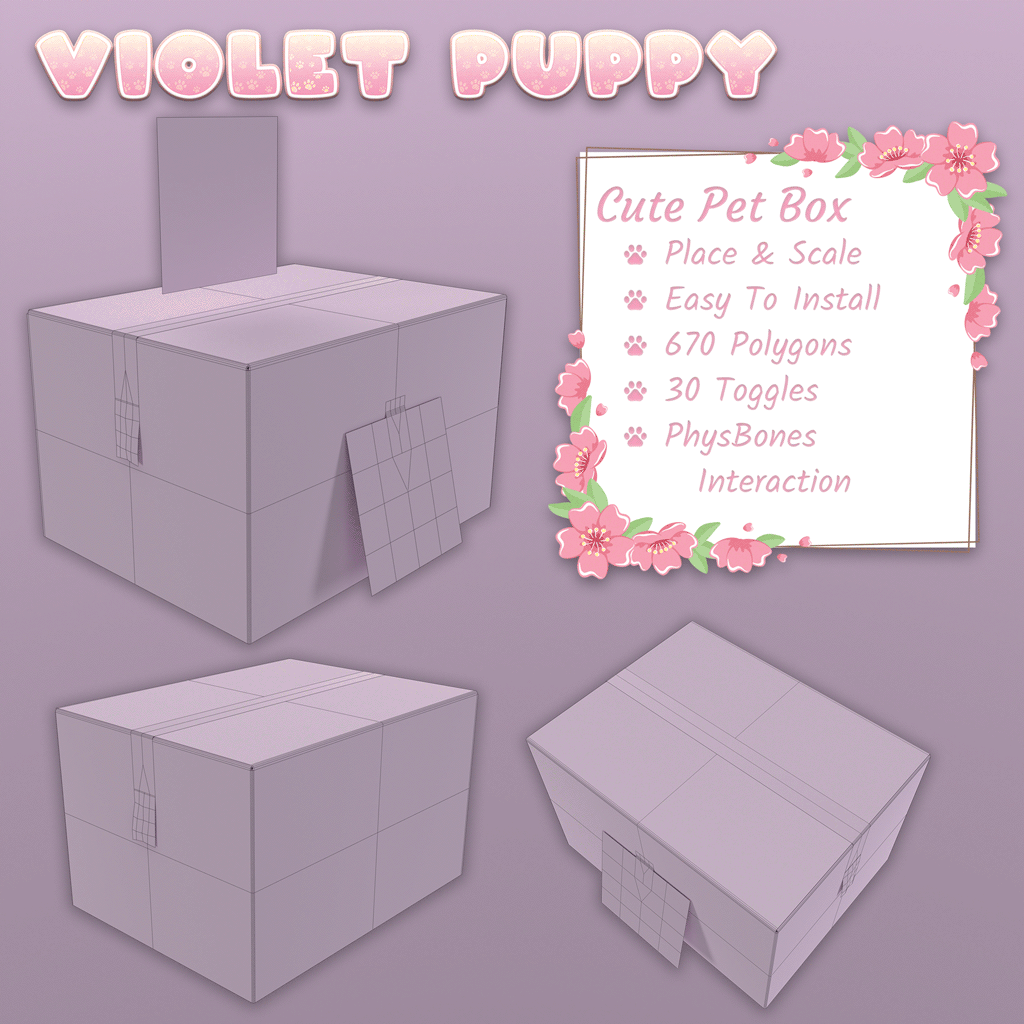 Cute Pet Box | World Constraint & PhysBones Interaction! | Easy To Install + Tutorial | Already Setup! | WD On & Off