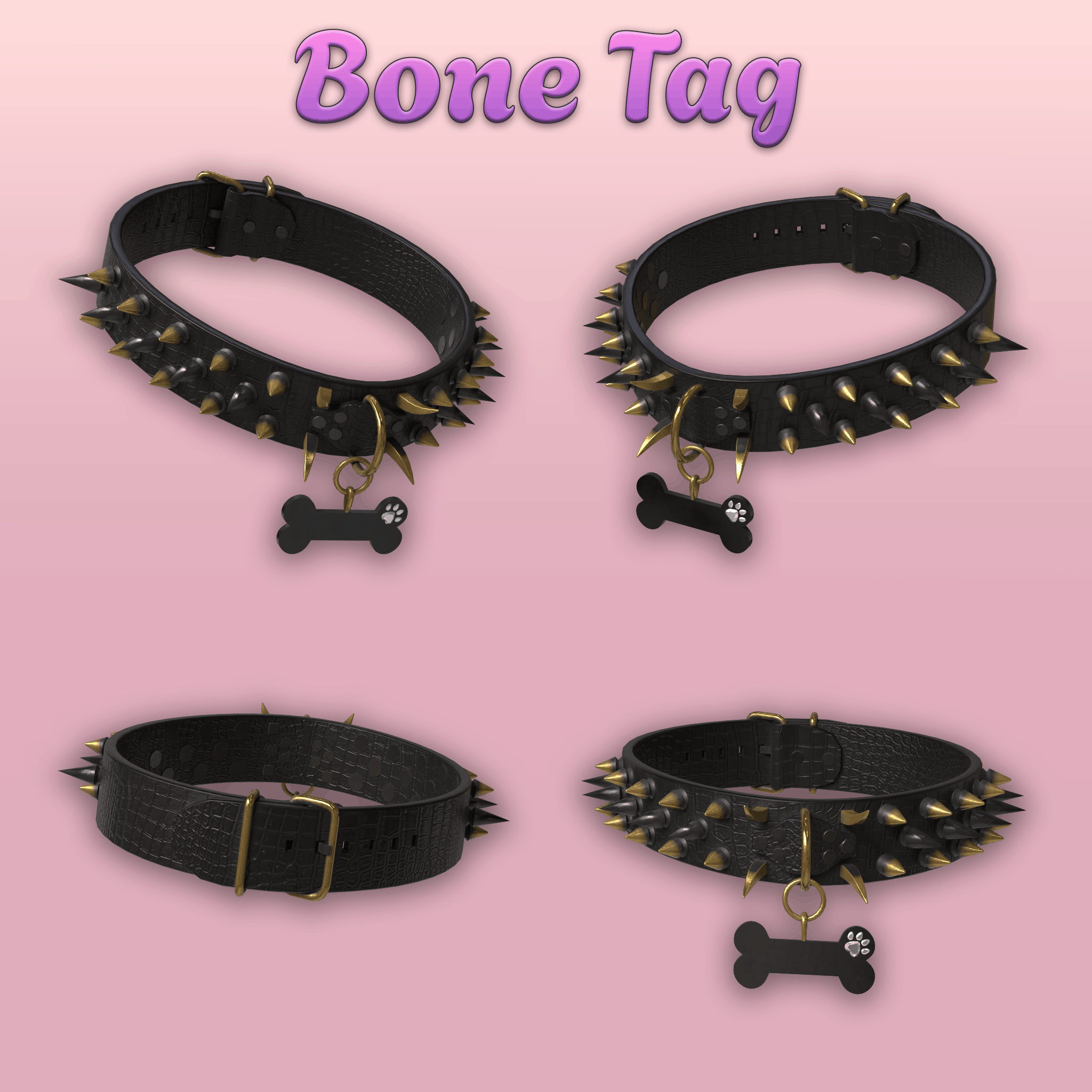 Stud Collar | 3 Tag Styles | PhysBones Interaction!