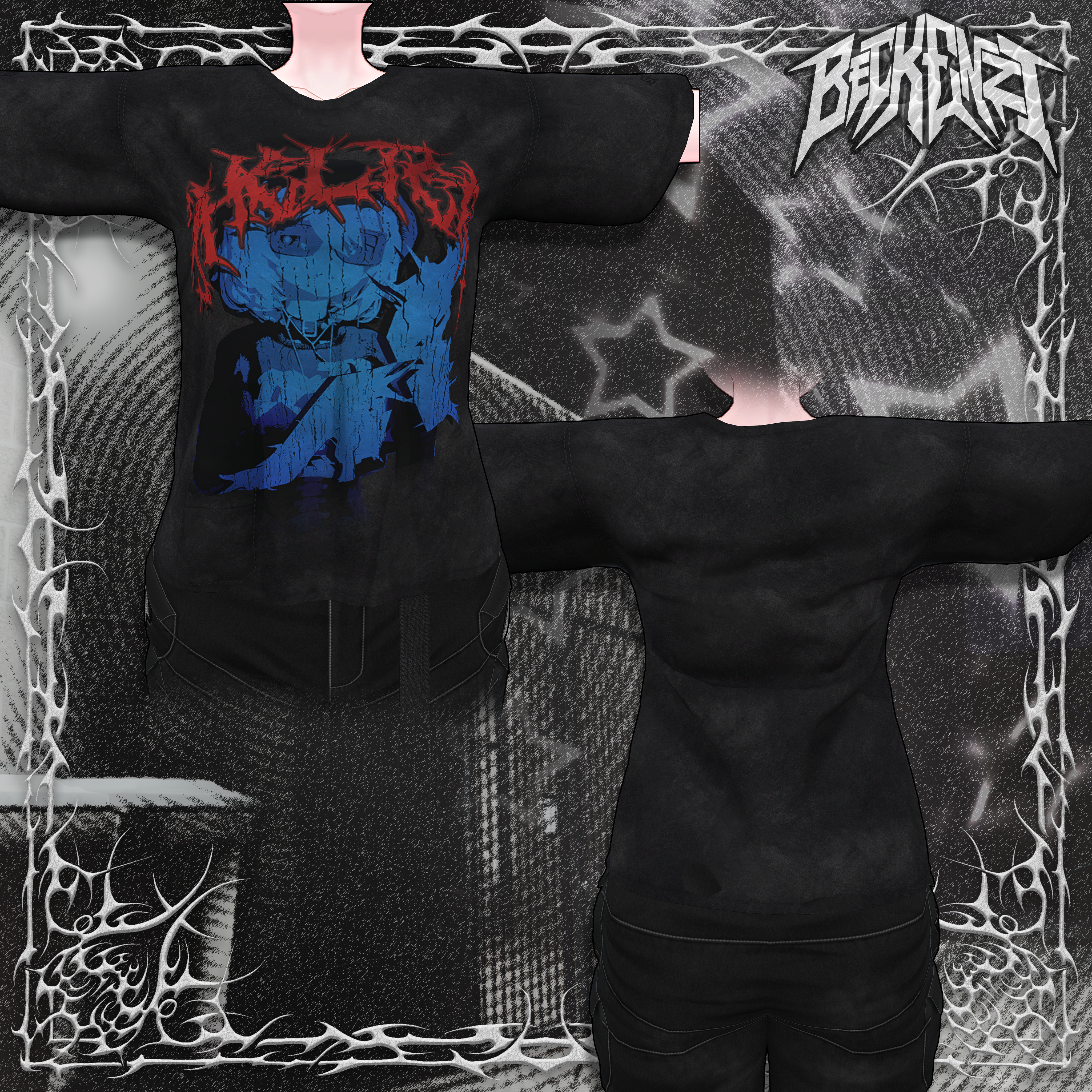 BECKENZI X SHELTER Band Tee For Akil, EGirl, Inclusive, Venus, ZinFit Male and Female, ZinRP Male and Female.