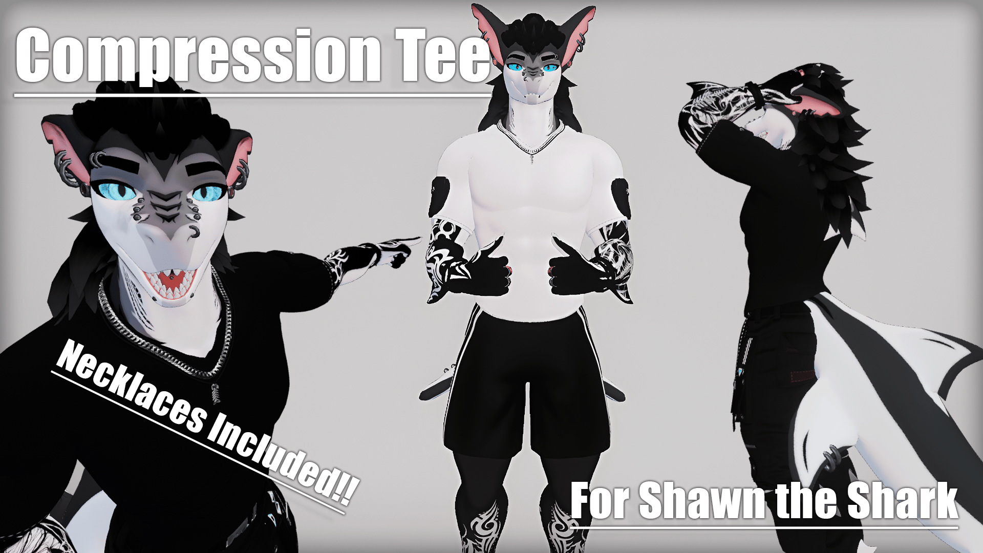 Compression Tee and Necklaces for Shawn the Shark!