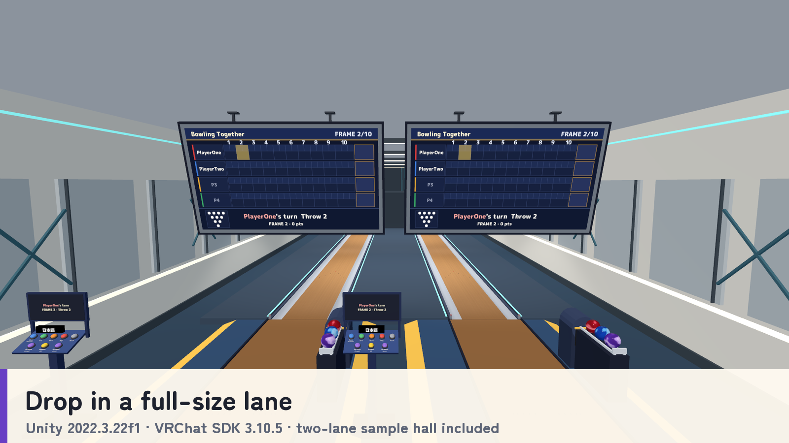 Bowling Together | Full-Size VRChat Bowling Lane for 1–4 Players