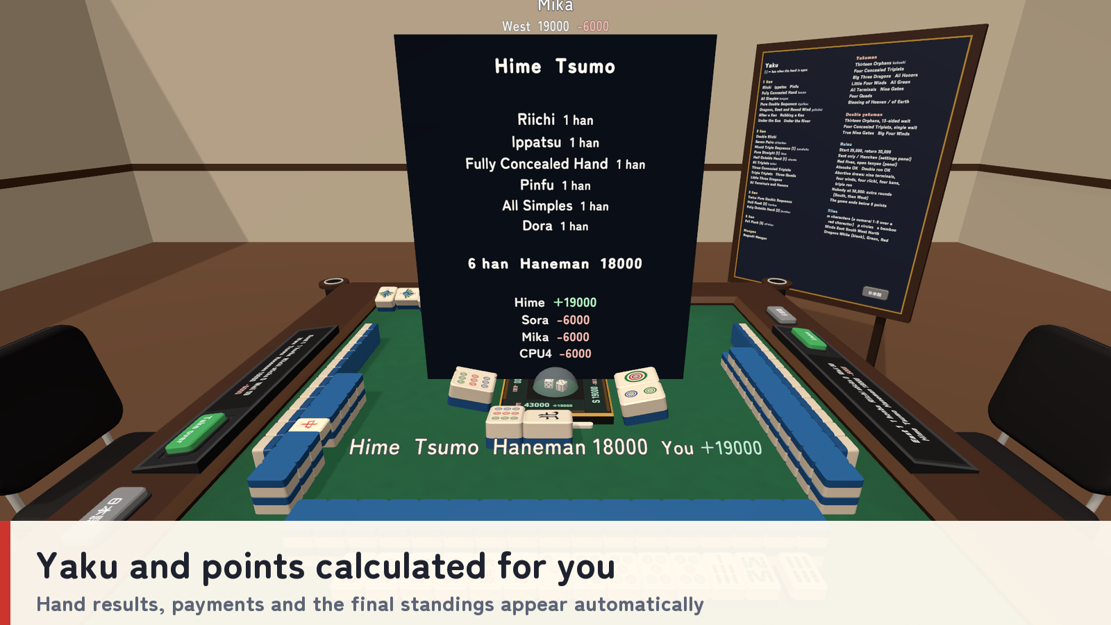Riichi Mahjong Table | 4-Player Auto Table with CPU Players for VRChat
