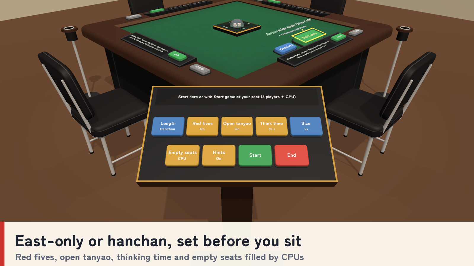 Riichi Mahjong Table | 4-Player Auto Table with CPU Players for VRChat