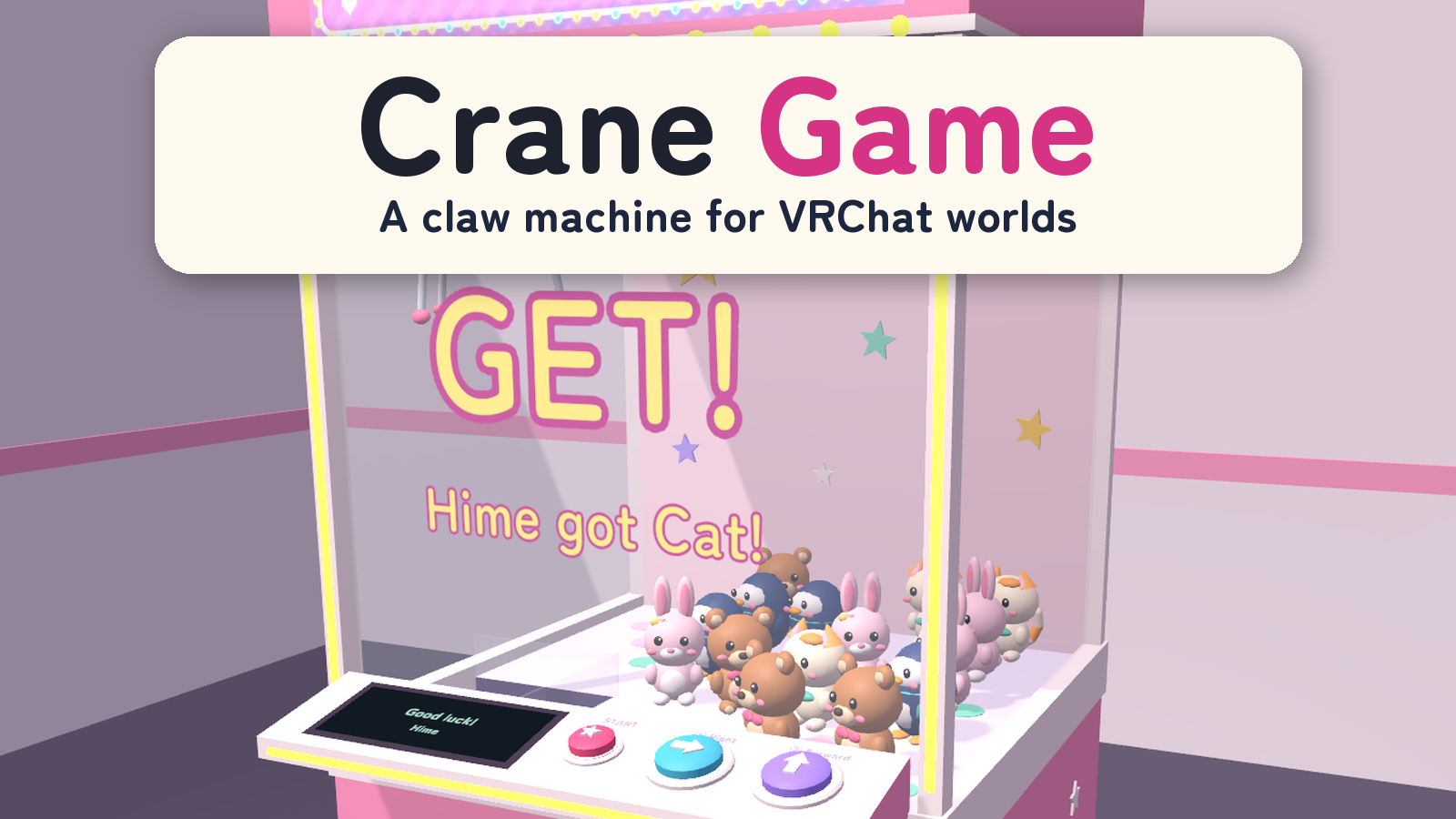 Crane Game | Claw Machine with Plush Prizes for VRChat Worlds