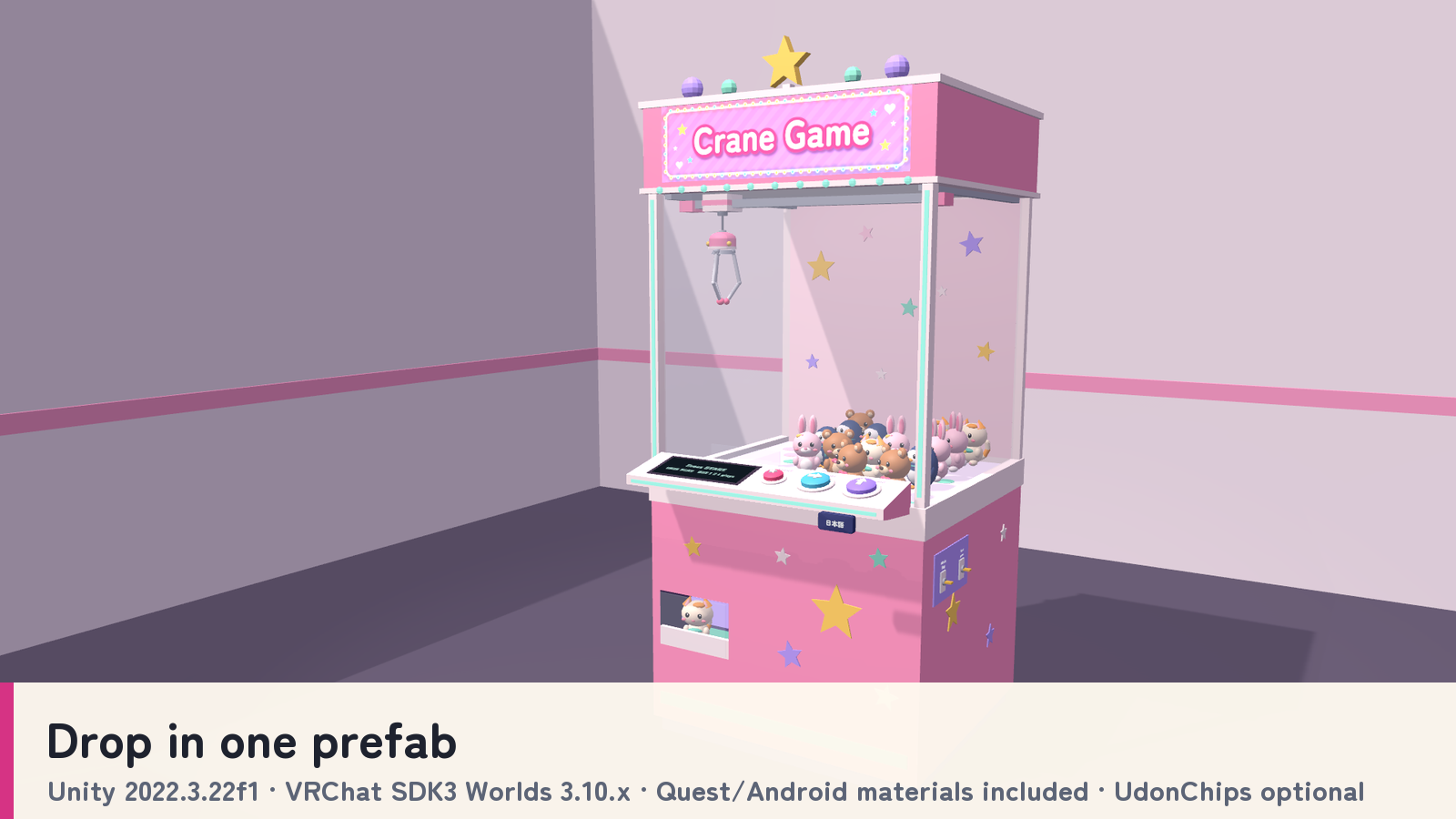 Crane Game | Claw Machine with Plush Prizes for VRChat Worlds