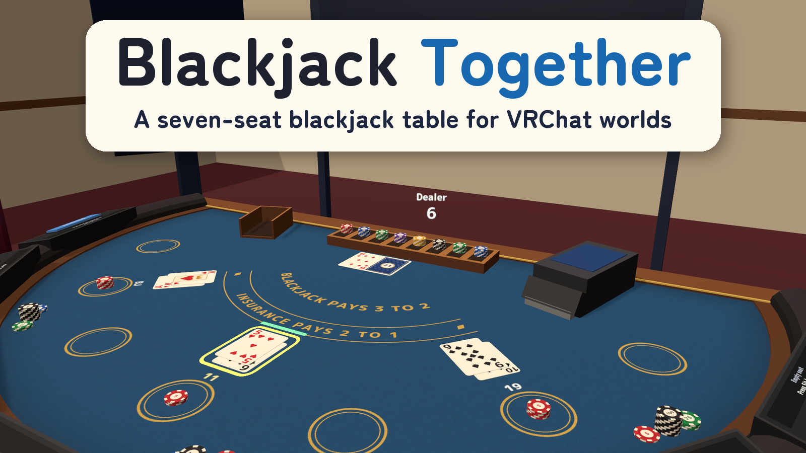 Blackjack Together | 7-Seat VRChat Table with CPU Players