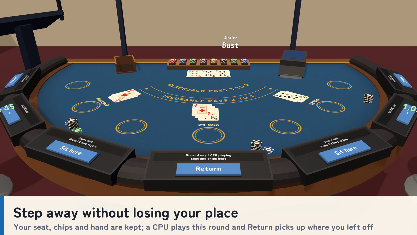 Blackjack Together | 7-Seat VRChat Table with CPU Players