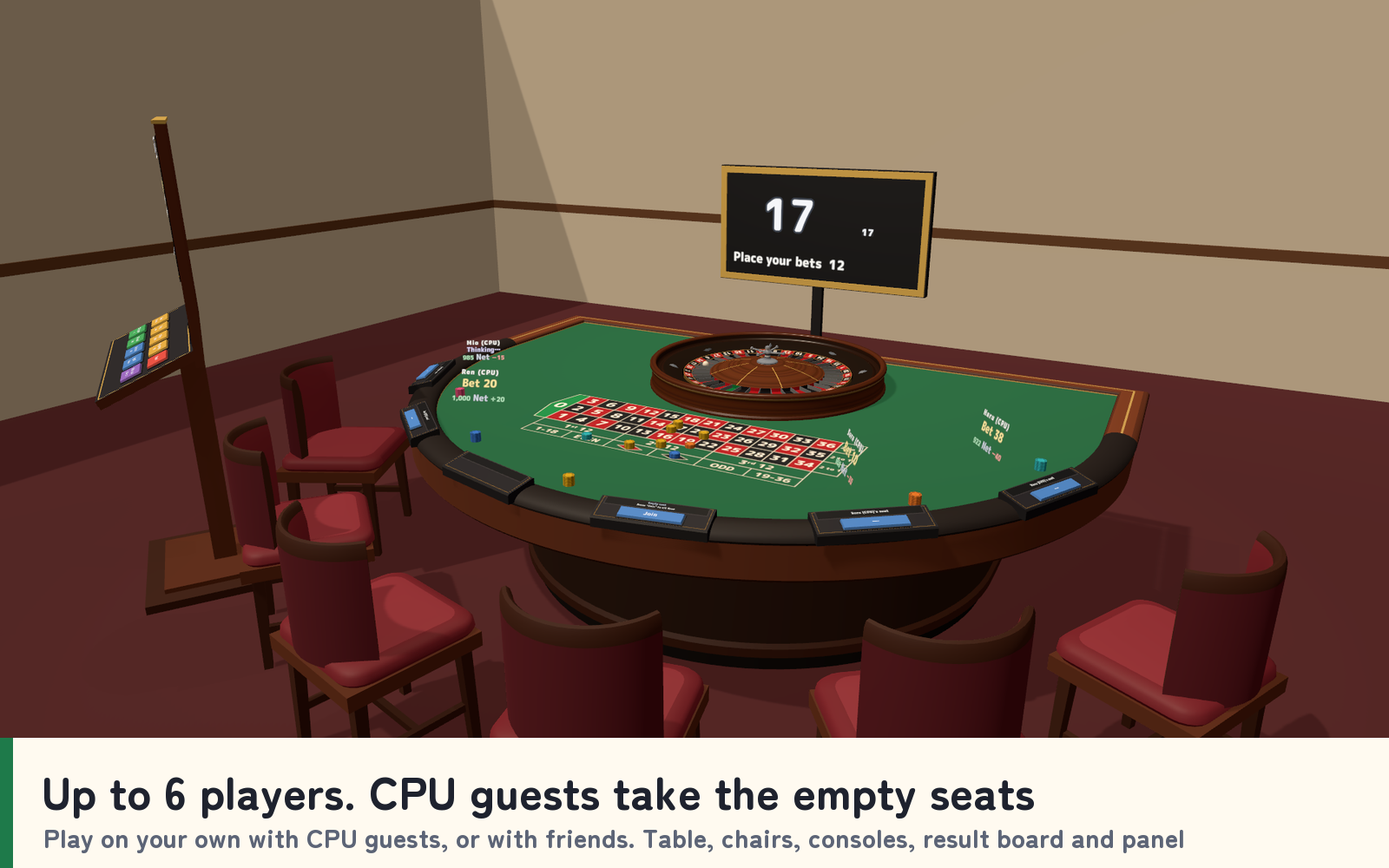 Roulette Together | 6-Seat VRChat Table with CPU Guests