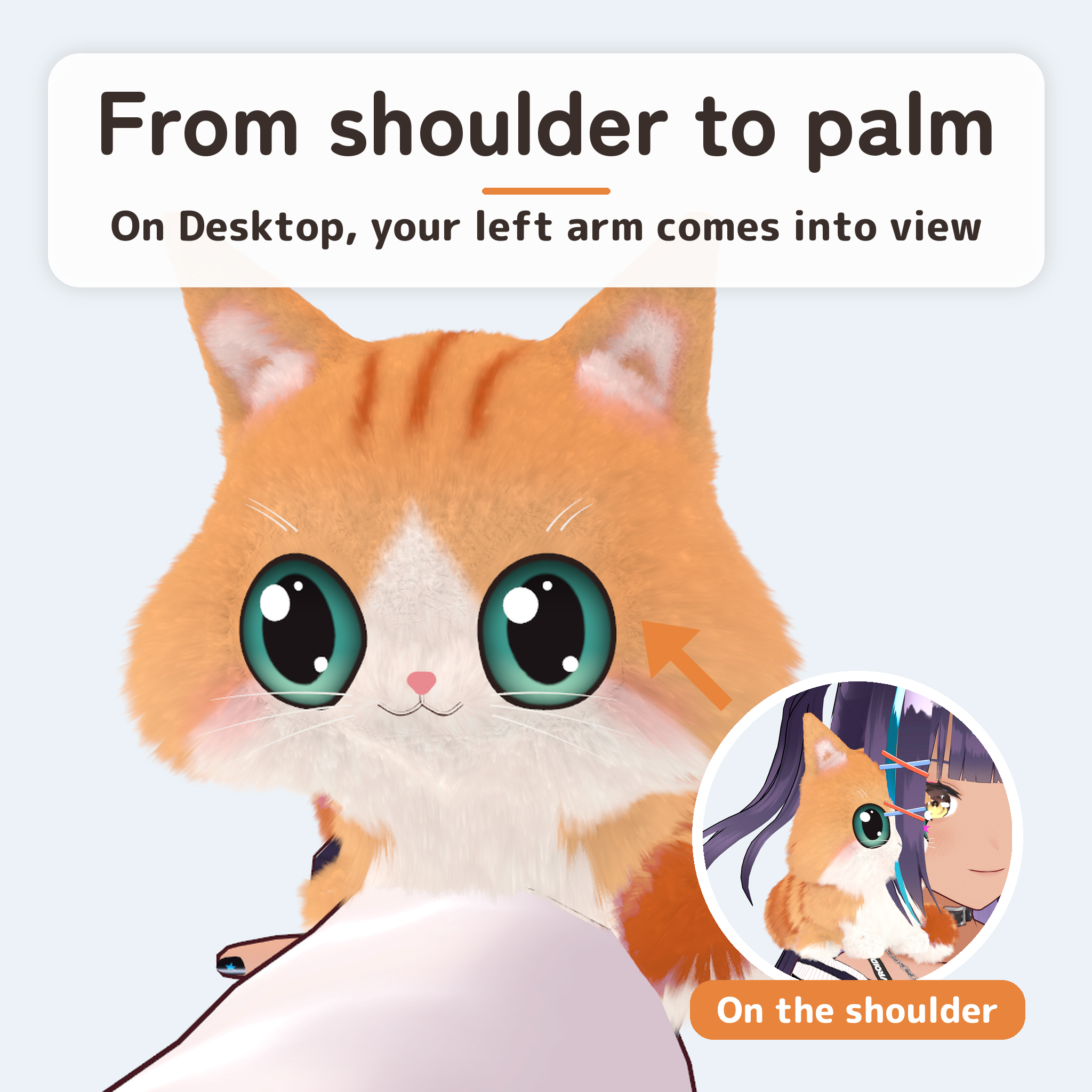 Pettable Shoulder Kitten | 10 Kittens · 6 Riding Styles for VRChat Avatars (Modular Avatar)
