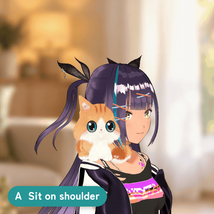 Pettable Shoulder Kitten | 10 Kittens · 6 Riding Styles for VRChat Avatars (Modular Avatar)