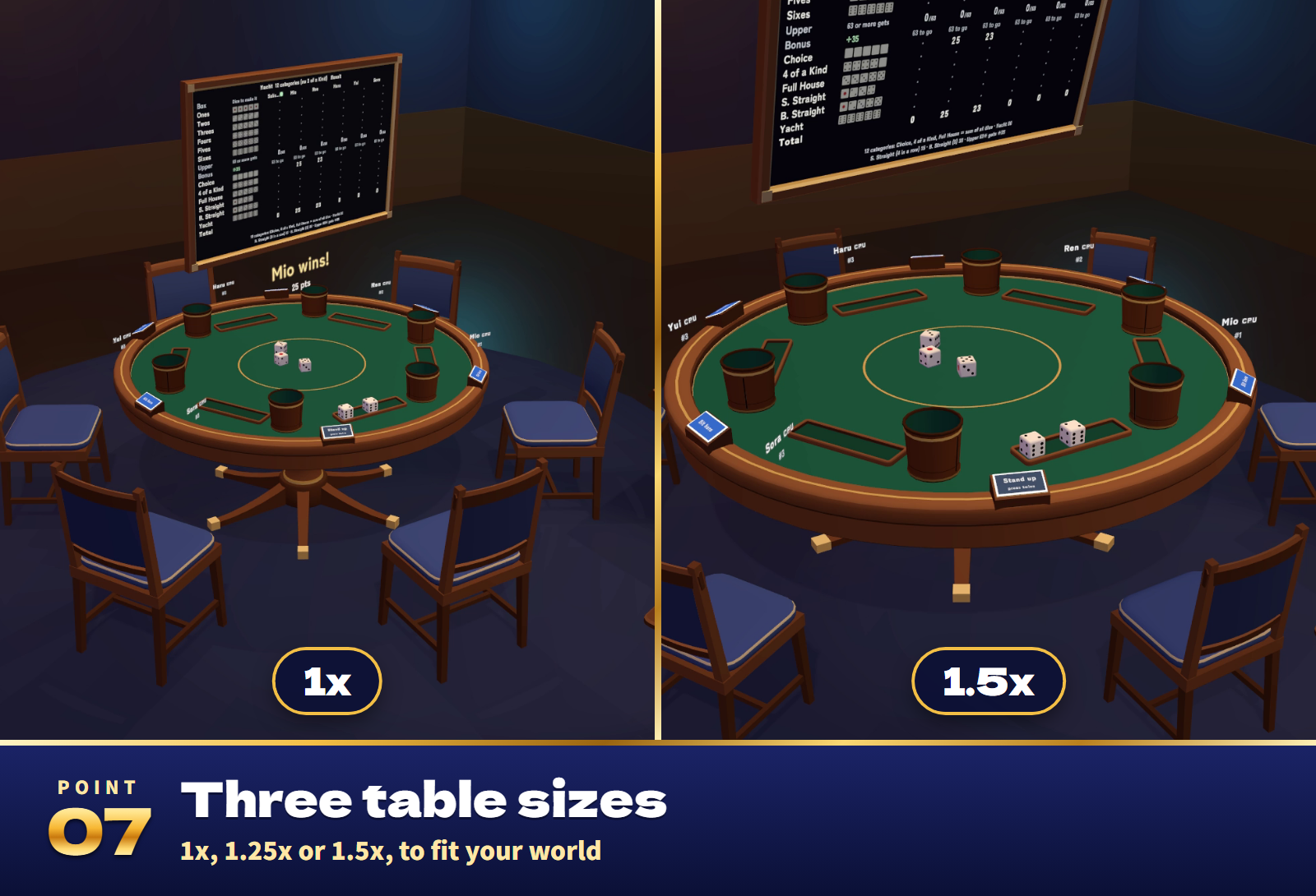 Dice Table Together | Yacht, Chinchiro, Liar's Dice & Cho-han with CPU Players for VRChat