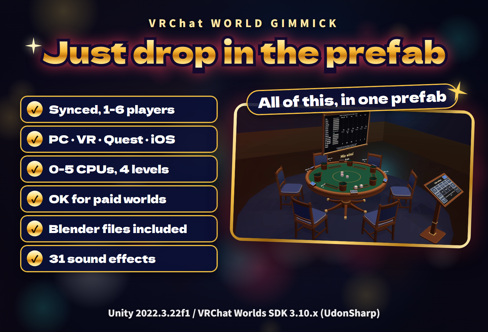 Dice Table Together | Yacht, Chinchiro, Liar's Dice & Cho-han with CPU Players for VRChat