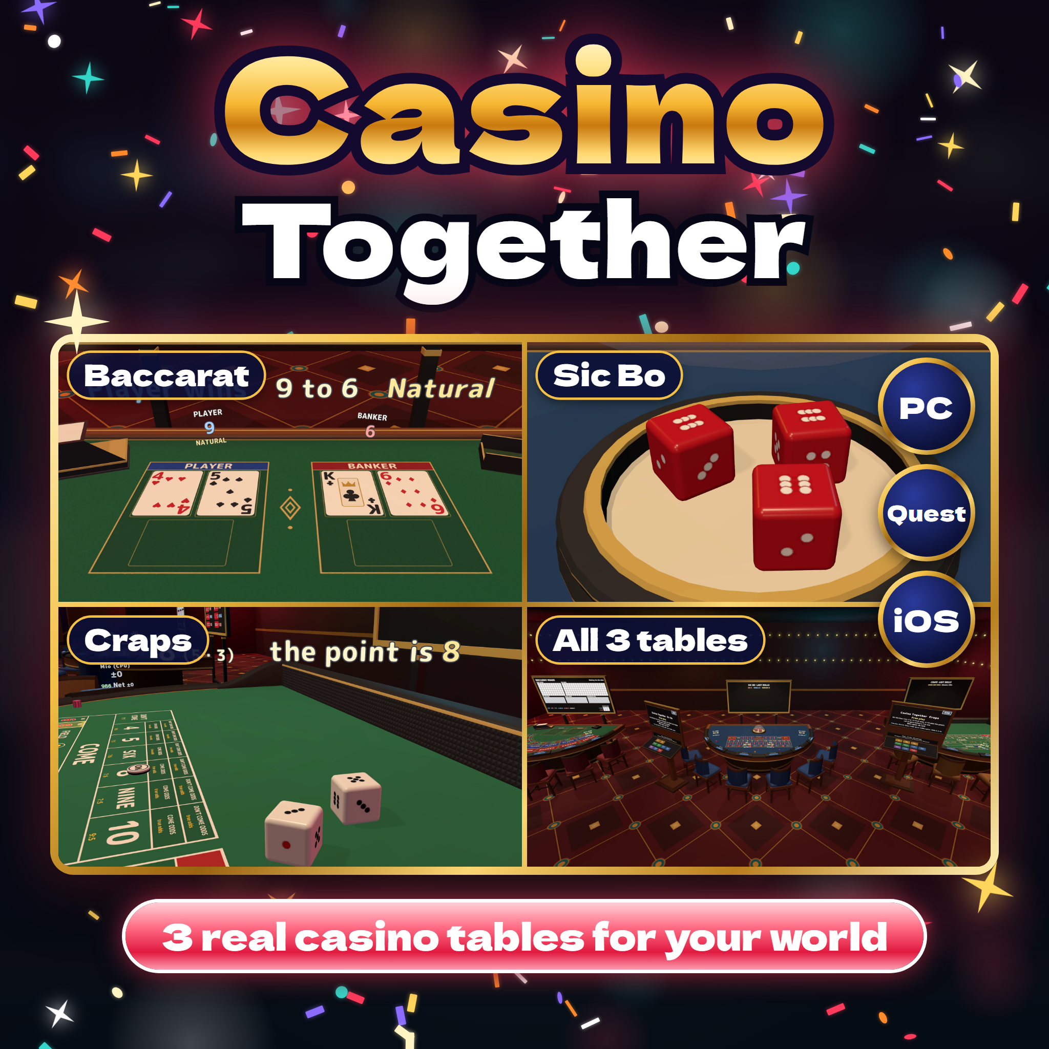 Casino Together | Baccarat, Sic Bo & Craps with CPU Players for VRChat