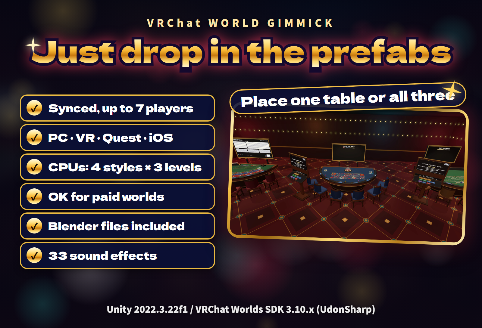 Casino Together | Baccarat, Sic Bo & Craps with CPU Players for VRChat