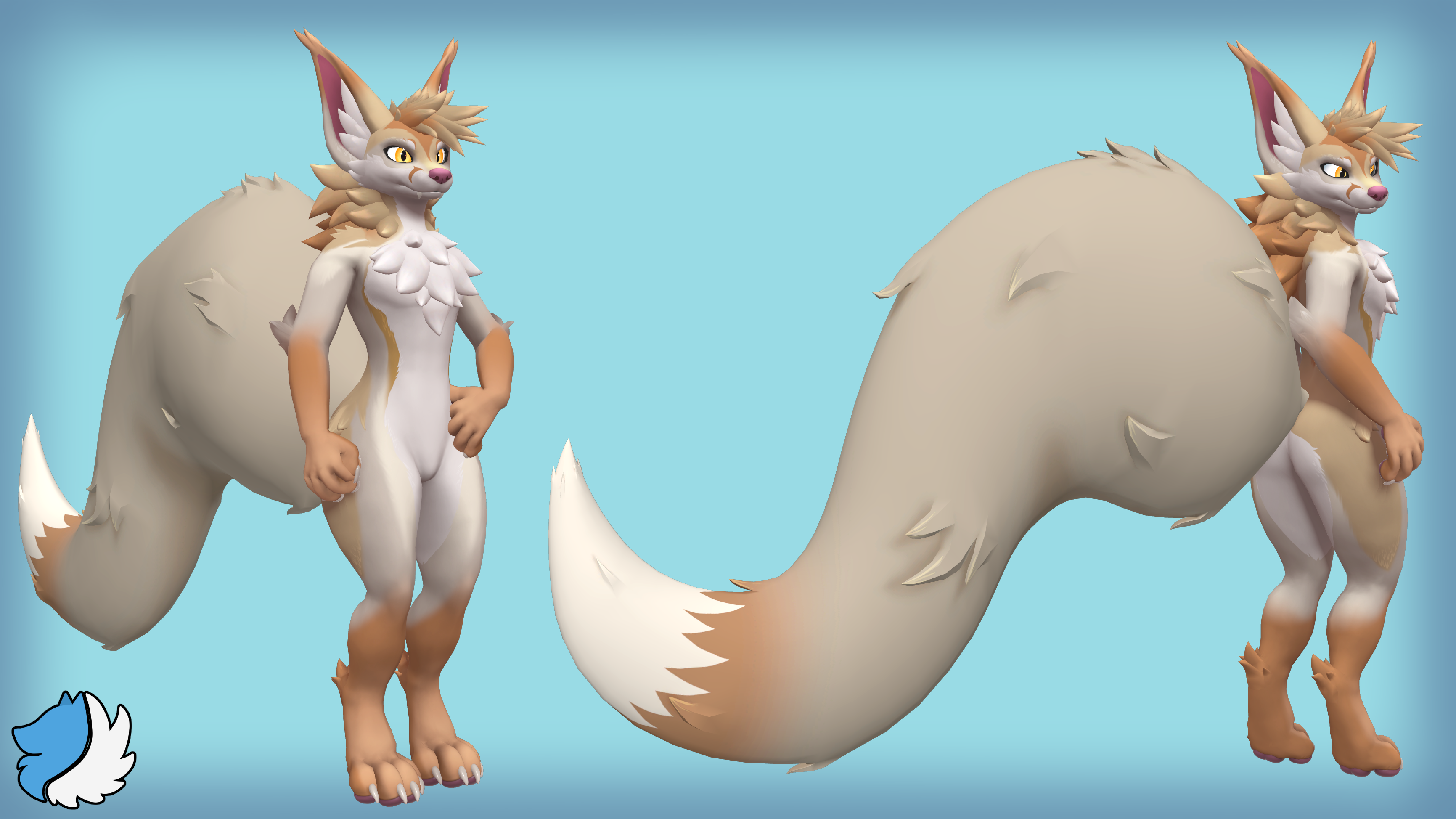 Arced Fluffy Tail- VRChat Accessory