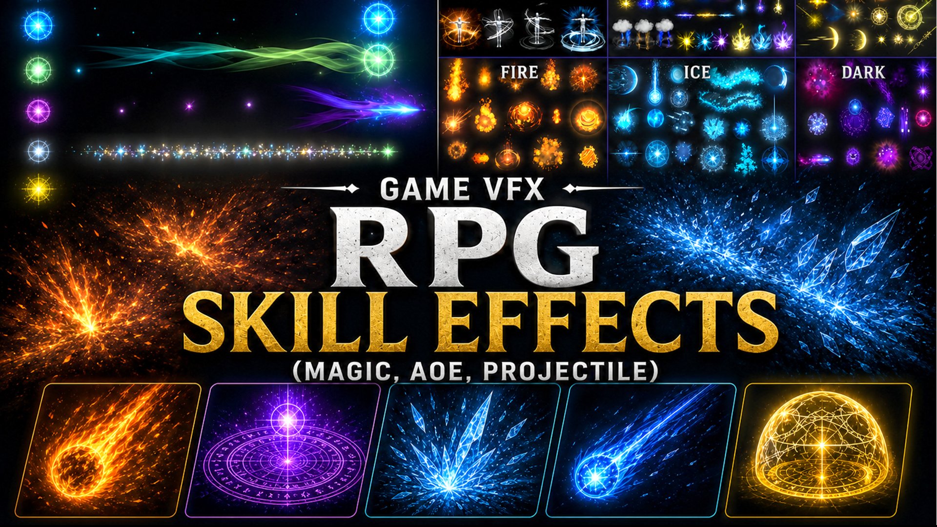Unity Game VFX - RPG Skill Effects (Magic, AOE, Projectile)